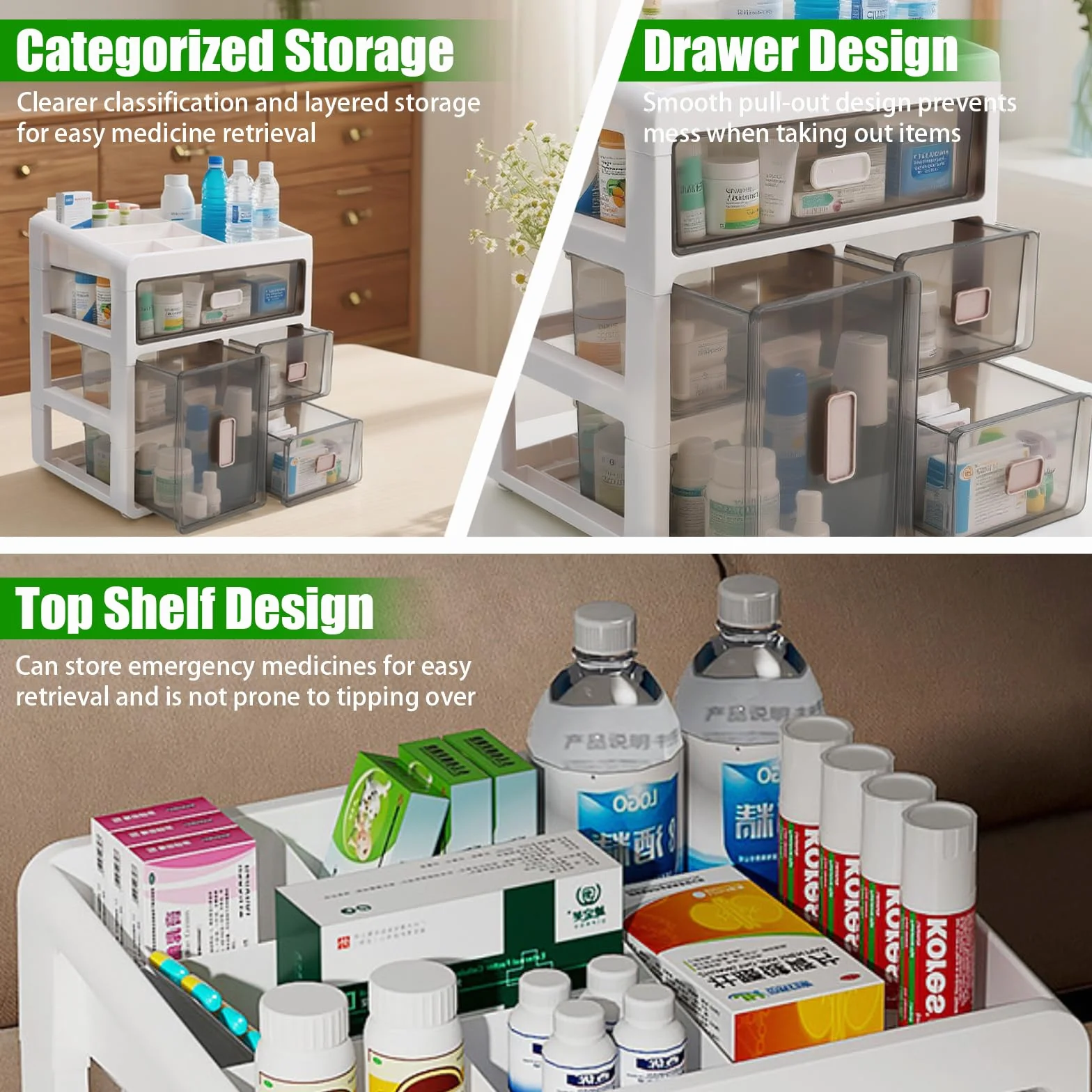 Caja de almacenamiento de medicamentos 4 niveles para hogar