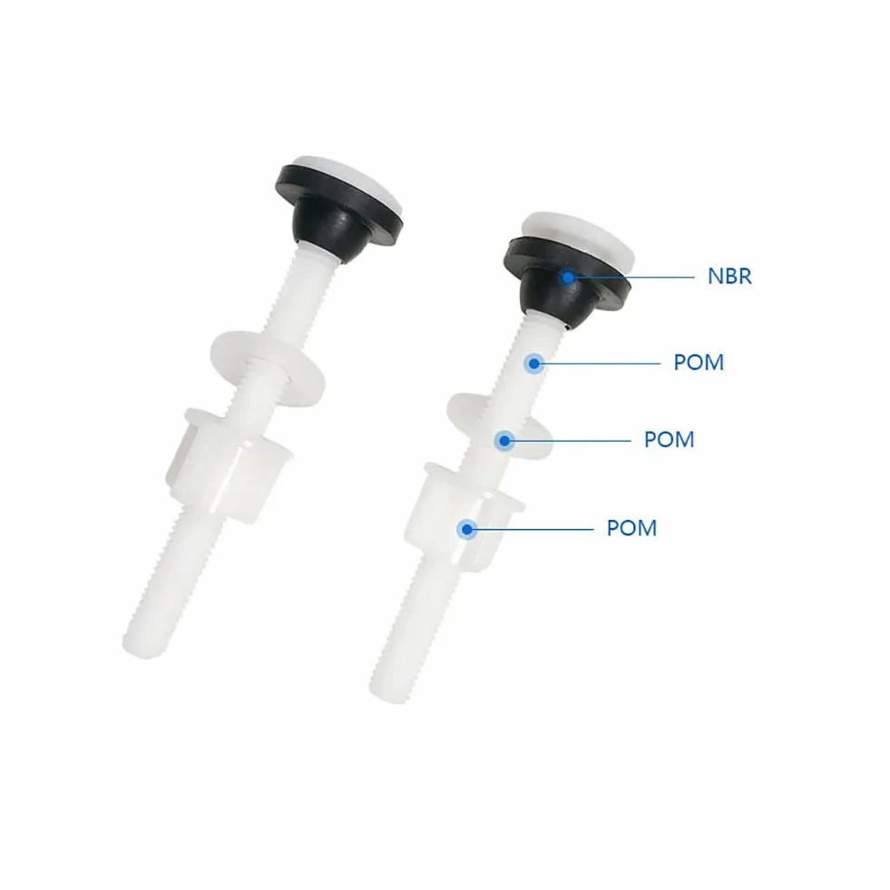 Paquete de 4 tornillos para tanque de inodoro, plástico, cabeza hexagonal, 3/8" x 4", calidad residencial, ideal para reparaciones de tanques de inodoro