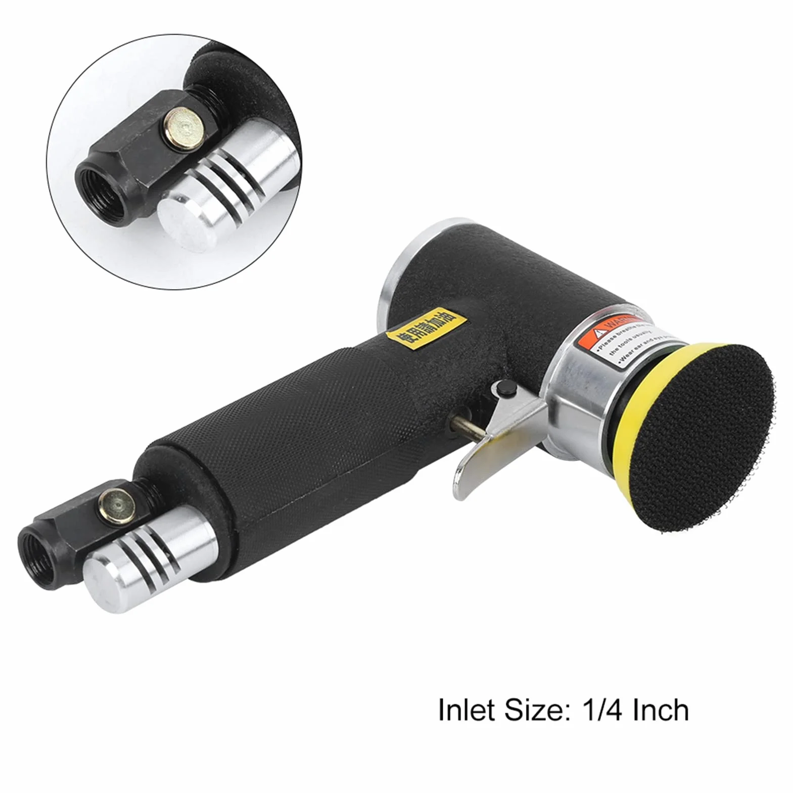 Máquina pulidora excéntrica PolyGen, lijadora neumática de aire de 1500 RPM con consumo promedio de gas de 6 CFM, entrada de 1/4 de pulgada y almohadillas de 2 y 3 pulgadas