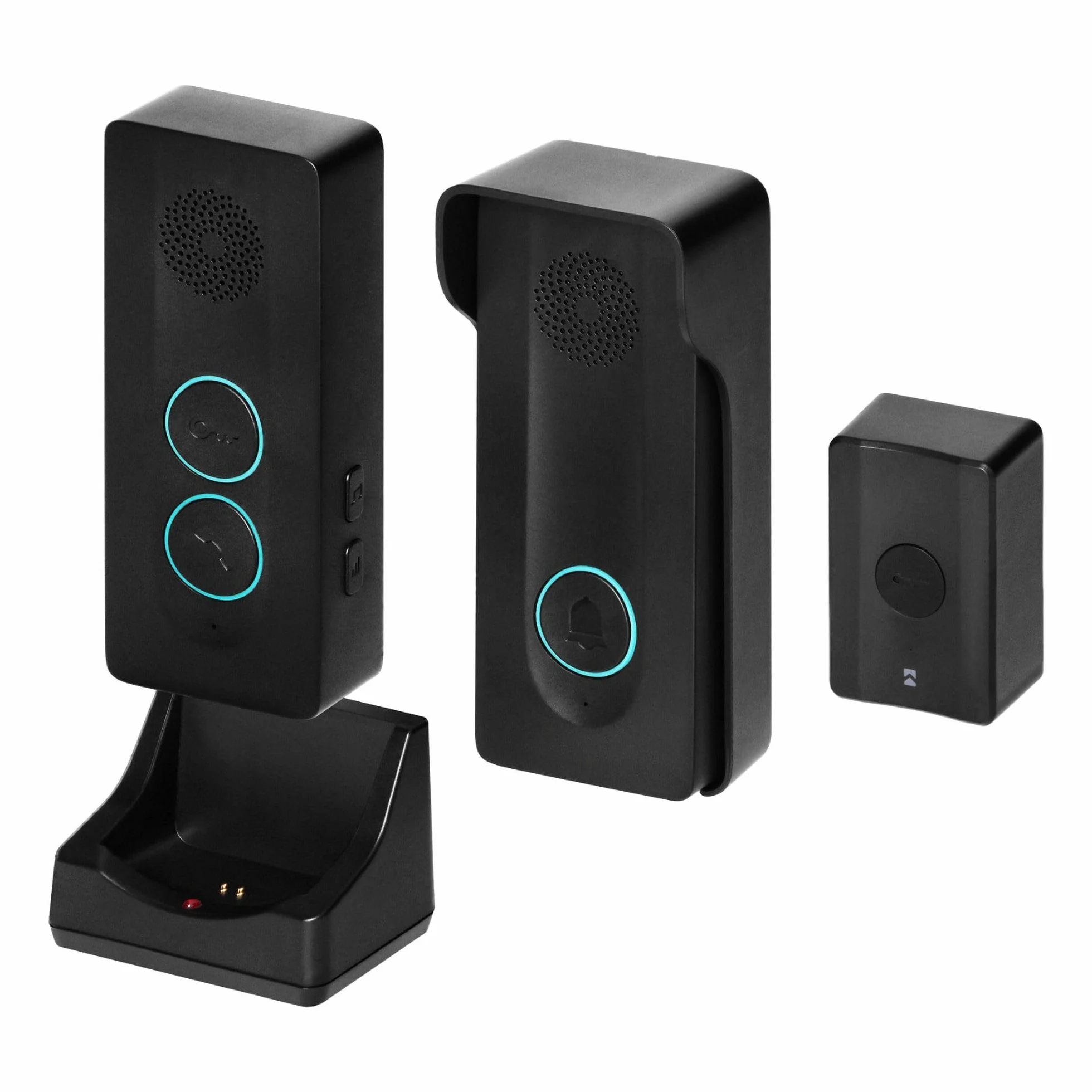 Kit de Portero Unifamiliar Manos Libres Negro IP54 - Timbre Inalámbrico Exterior Impermeable - Timbres para casa - Intercomunicador Casa