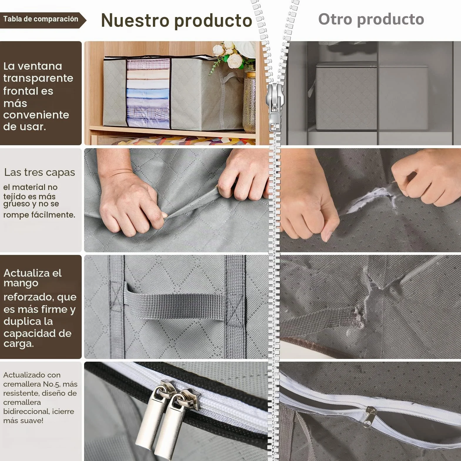 GoMaihe 90L Bolsa de almacenamiento 8 unidades con tapa grande asas reforzadas cajas de mudanza para ropa de cama