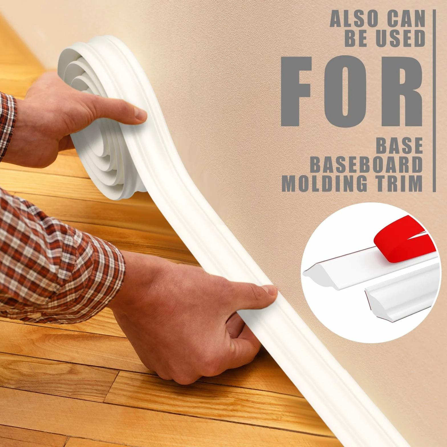Moldura Autoadhesiva Flexible Tira de Ajuste 5m TPE Triangular 12x9mm para Decoración de Pisos y Bordes de Pared