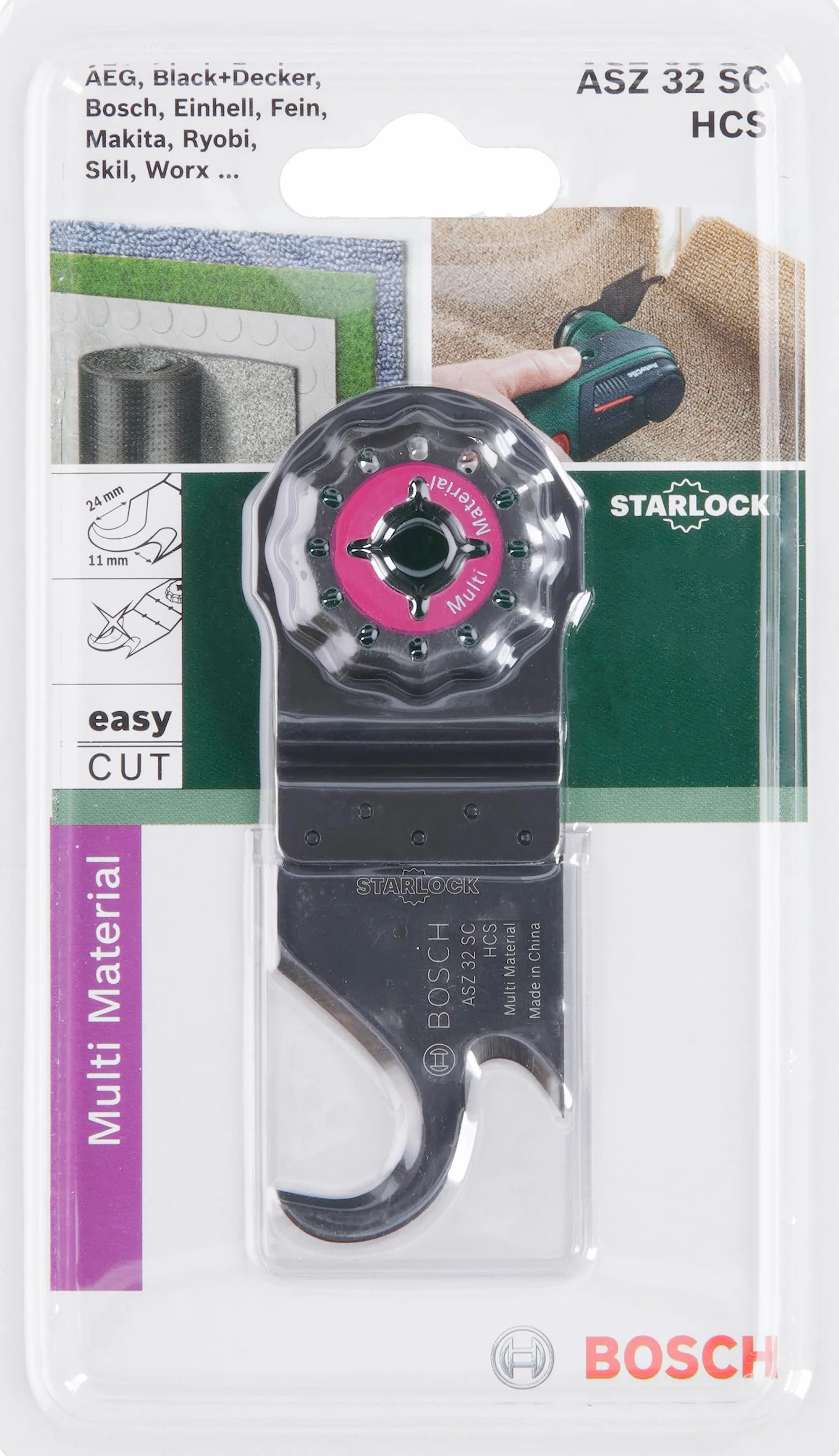 Bosch Professional Starlock - Navaja multiuso, ASZ 32 SC, 24 x 11 mm