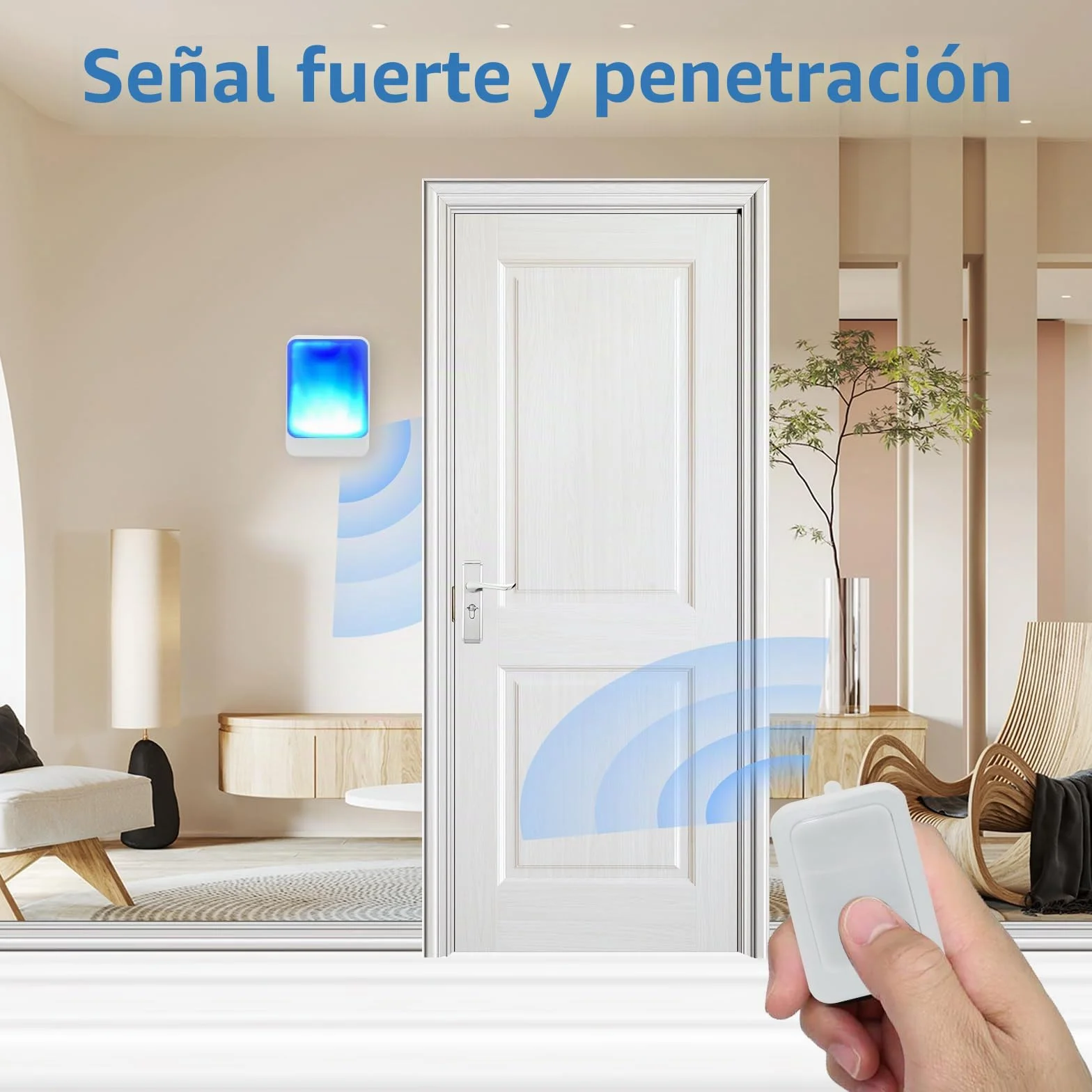Timbre de puerta con flash fuerte con 7 colores de luz brillante y 4 volúmenes, timbres inalámbricos 183 metros, en casa/oficina, adecuado para ancianos, personas con discapacidad auditiva, 2
