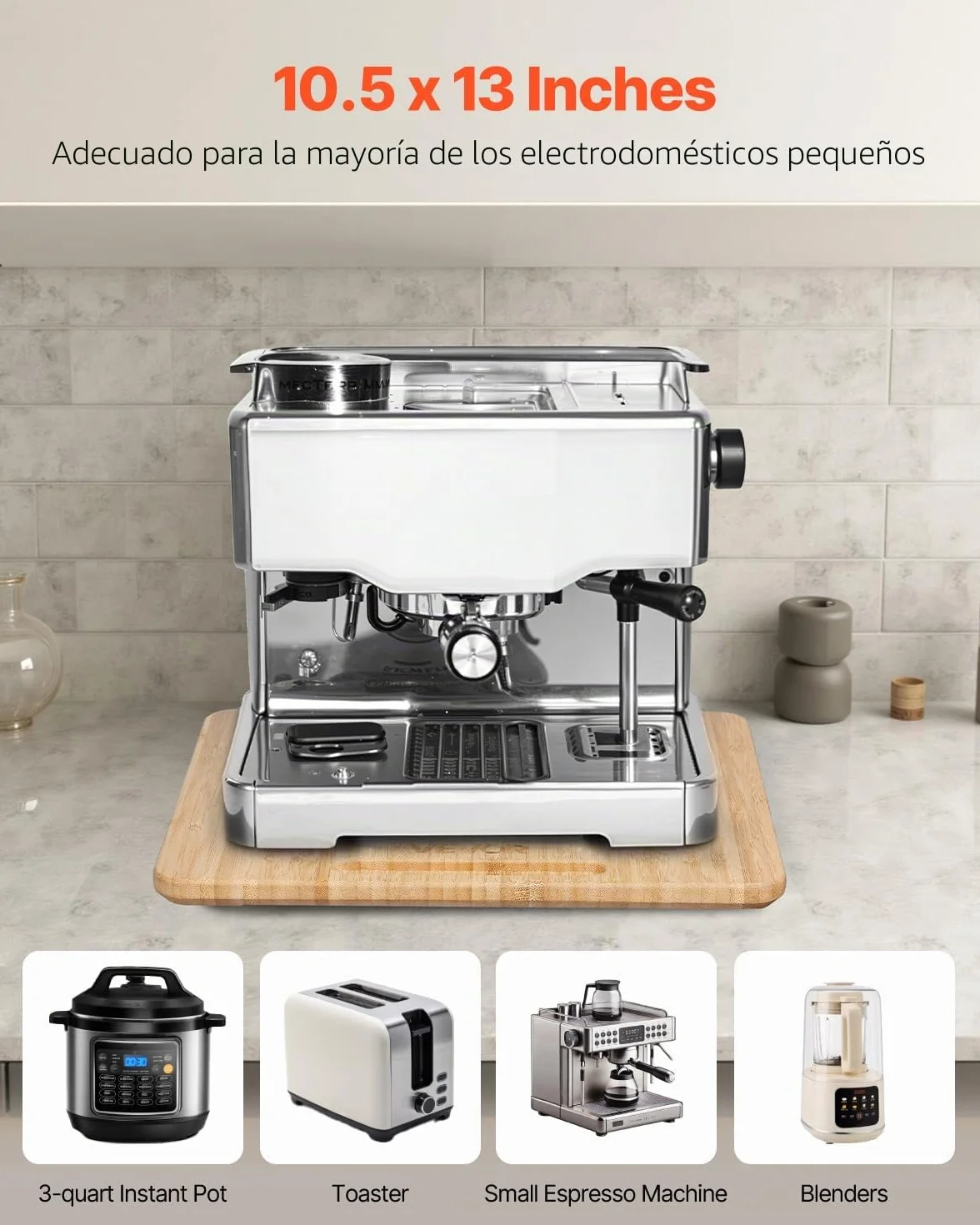VEVOR Deslizador para Electrodomésticos 267 x 330 x 21 mm Bandeja Deslizante de Madera Grosor de 1,8 cm con Ruedas de Goma y Asa Hueca Ideal para Cafeteras y Encimeras de Cocina, Color Madera