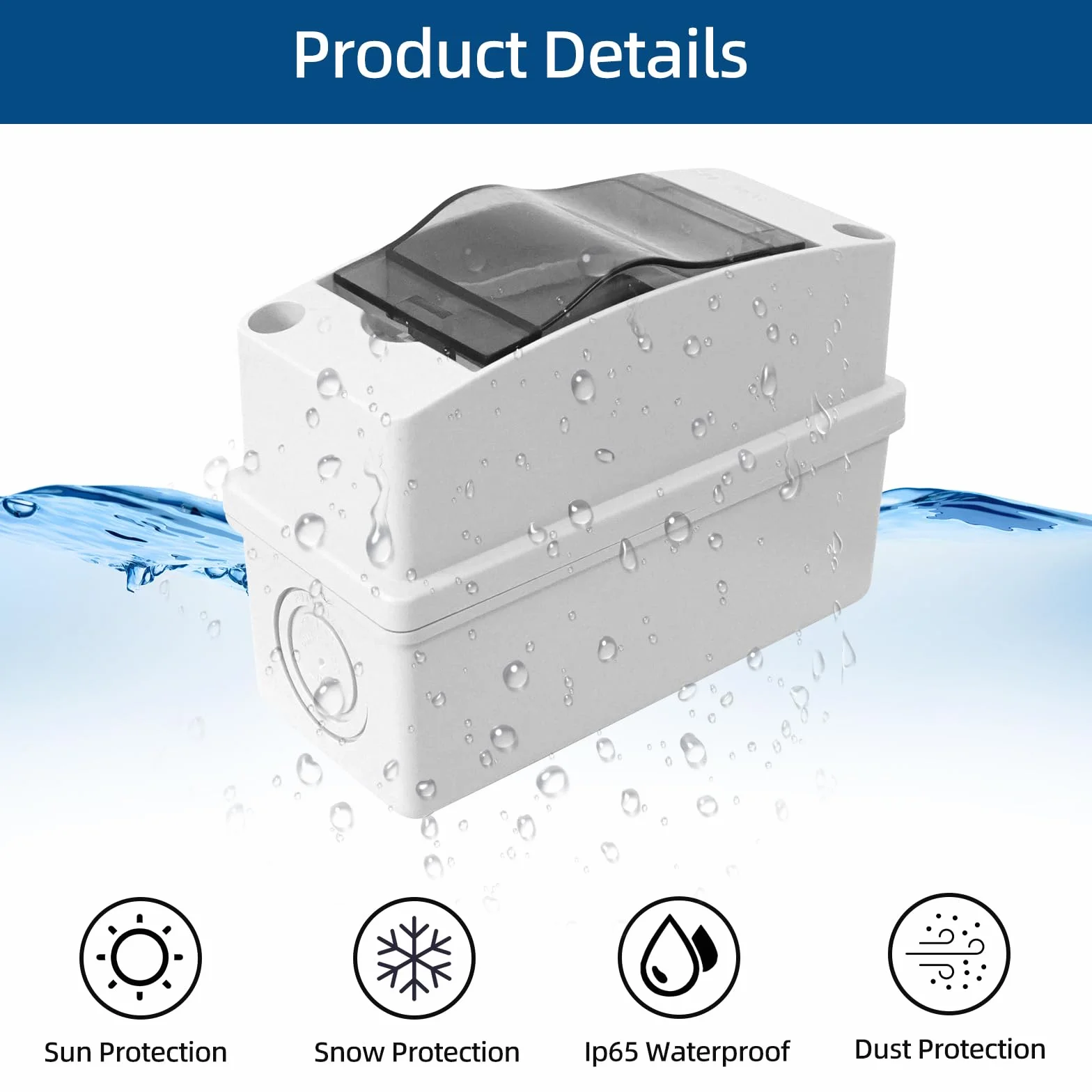Caja Estanca Exterior IP65 2 Módulos Cuadro Eléctrico con 4 Conectores