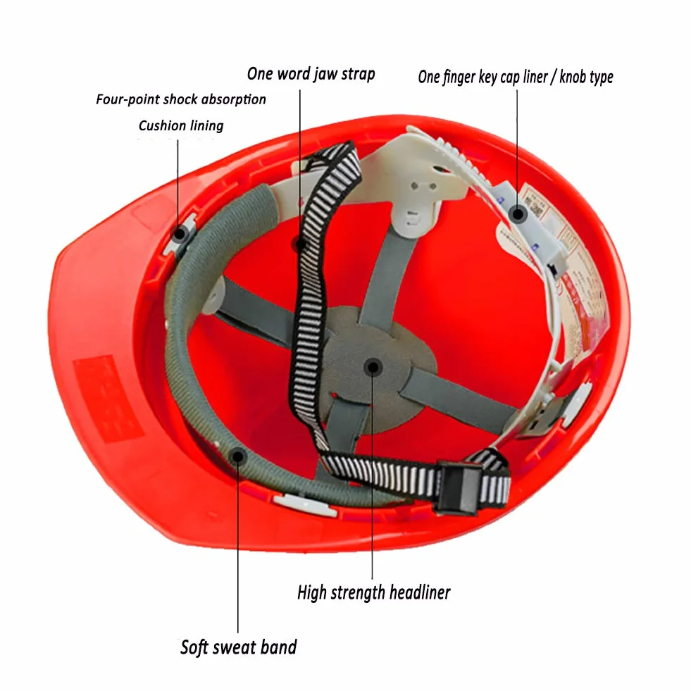 Casco de Seguridad Industrial, Casco de construcción rígido, ventilado, arnés de 4 Puntos, Los Cascos de Seguridad para Adultos
