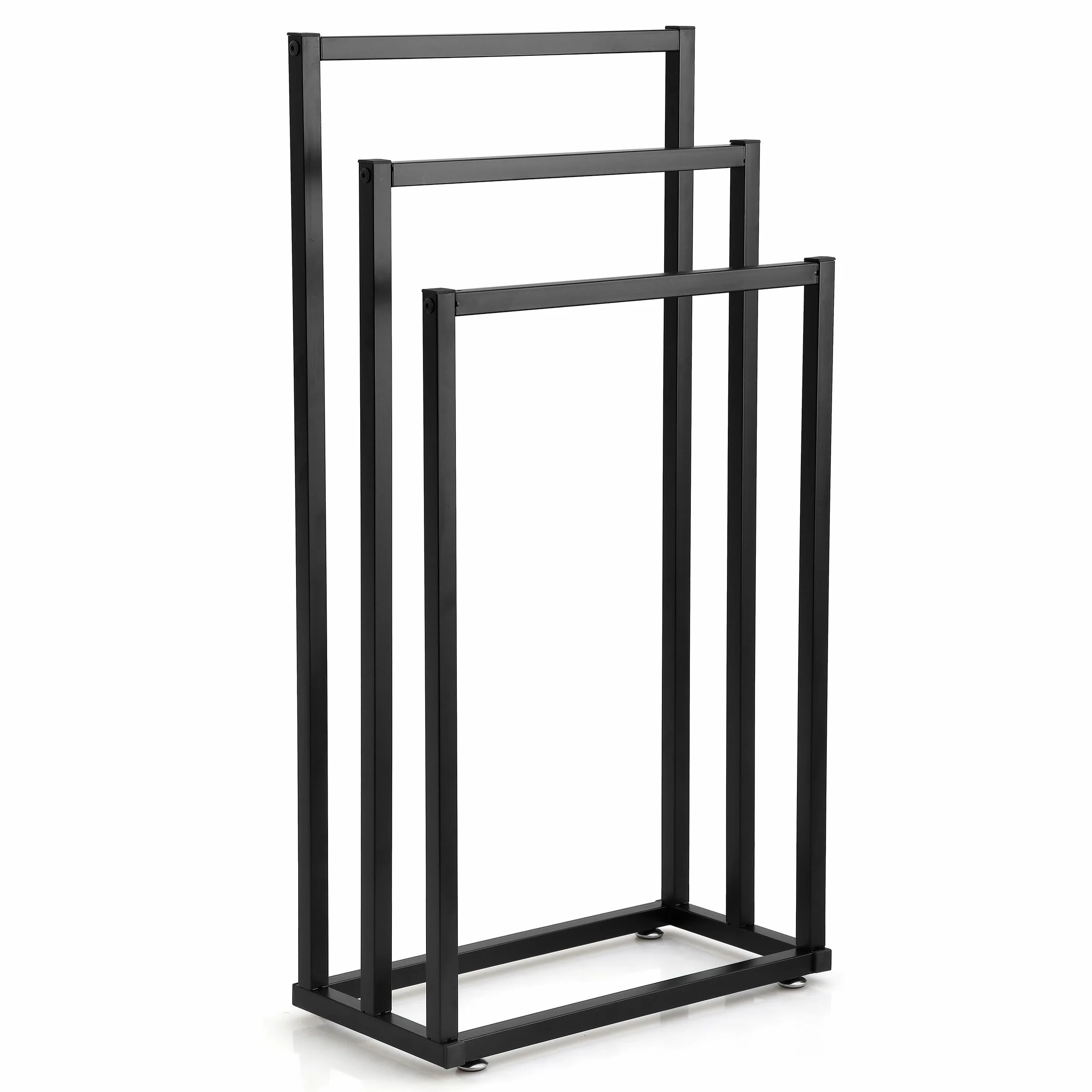 Toallero de Pie Negro – Soporte de Toallas Moderno para Baño – Estructura Estable sin Taladro