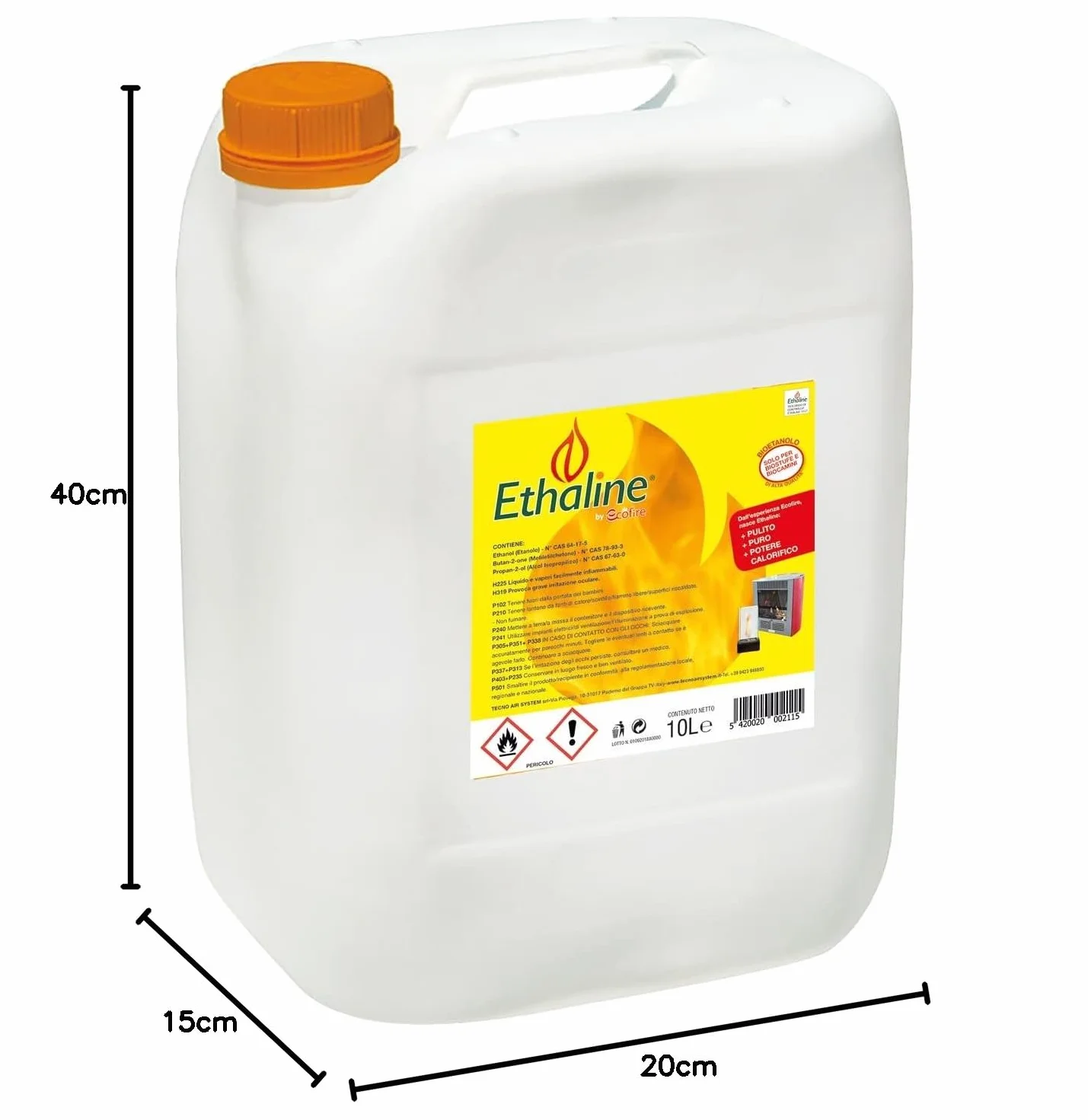 COMBUSTIBLE CHIMENEA-BIO 10 LITROS ETHALINE 10 LITROS PVC ET
