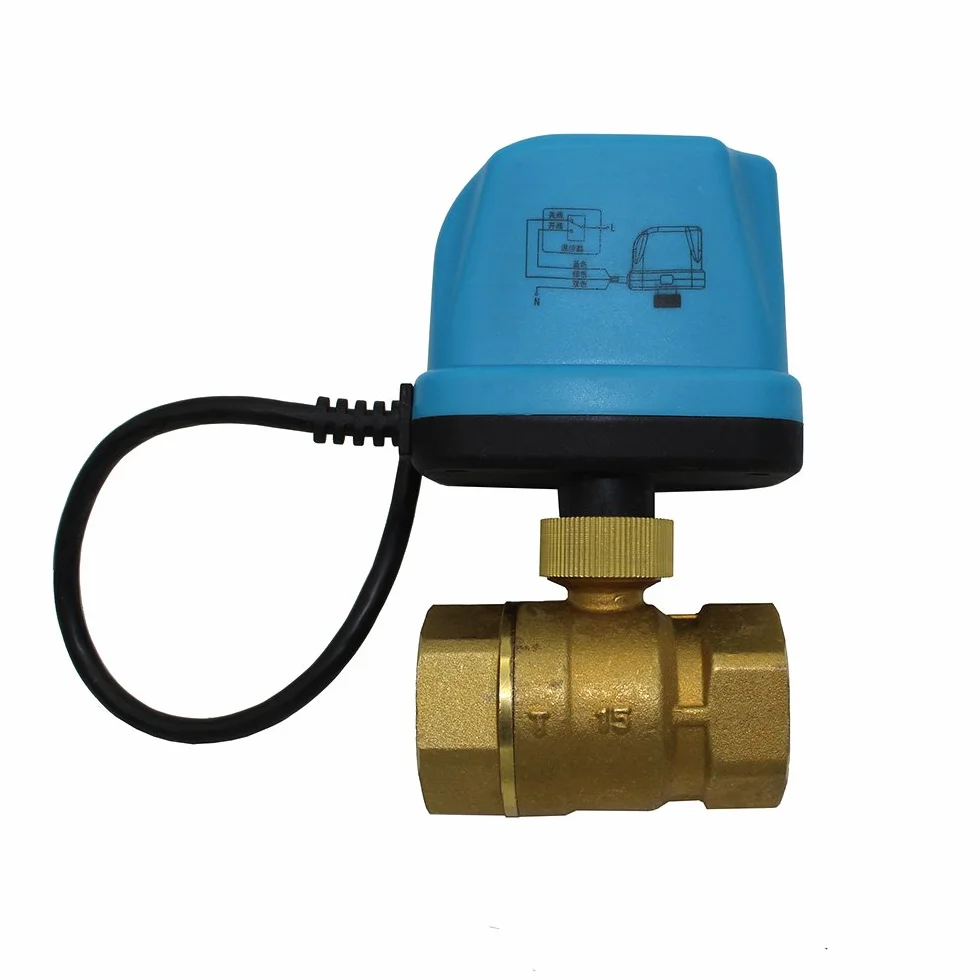 DN15 DN20 DN25 DN 32 Válvula Motorizada 220V 2 vias Forja de latón valvula esfera Motor del actuador