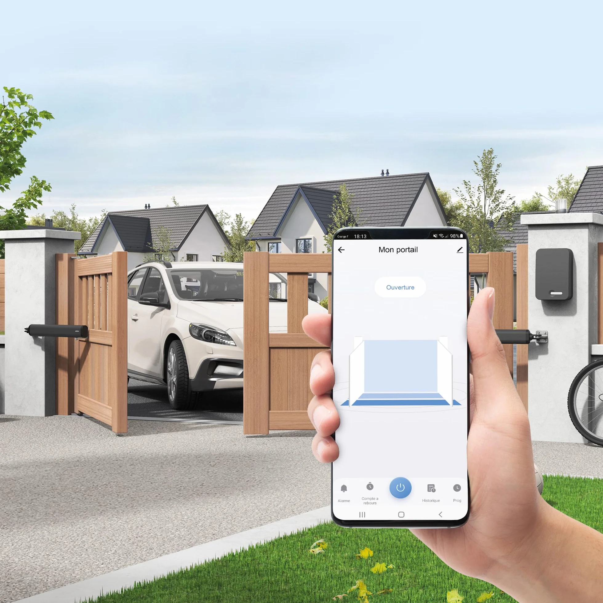 Avidsen TEHA Connect 114174 – Kit completo de motorización para puertas batientes de 2 hojas