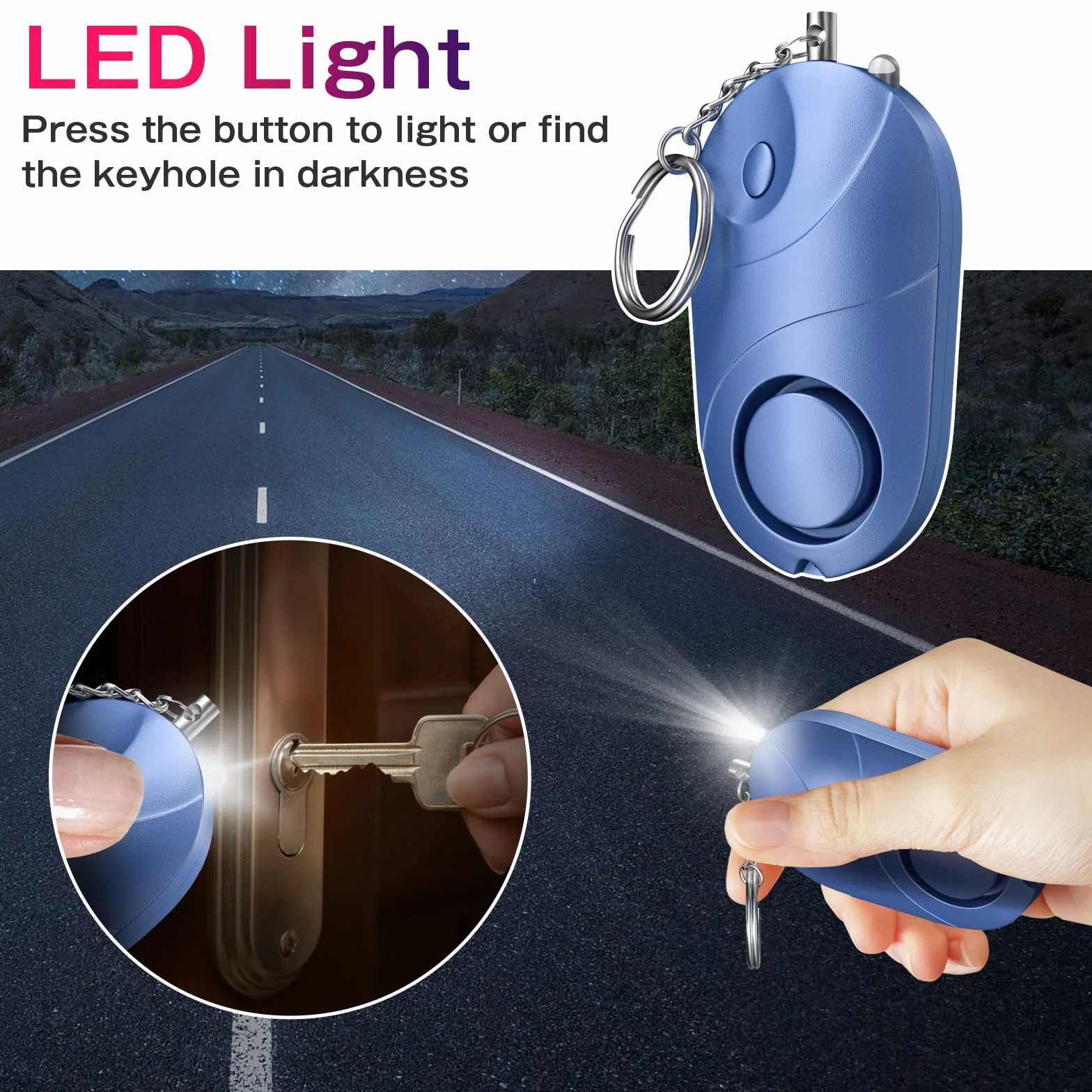 Alarma Personal Qoosea Sonido Seguro Safesound Alarma de Seguridad Personal Llavero Sirena 140 dB con luz LED, Alarma de Seguridad de Autodefensa de Emergencia para Niños/Mujeres/Ancianos/Estudiantes
