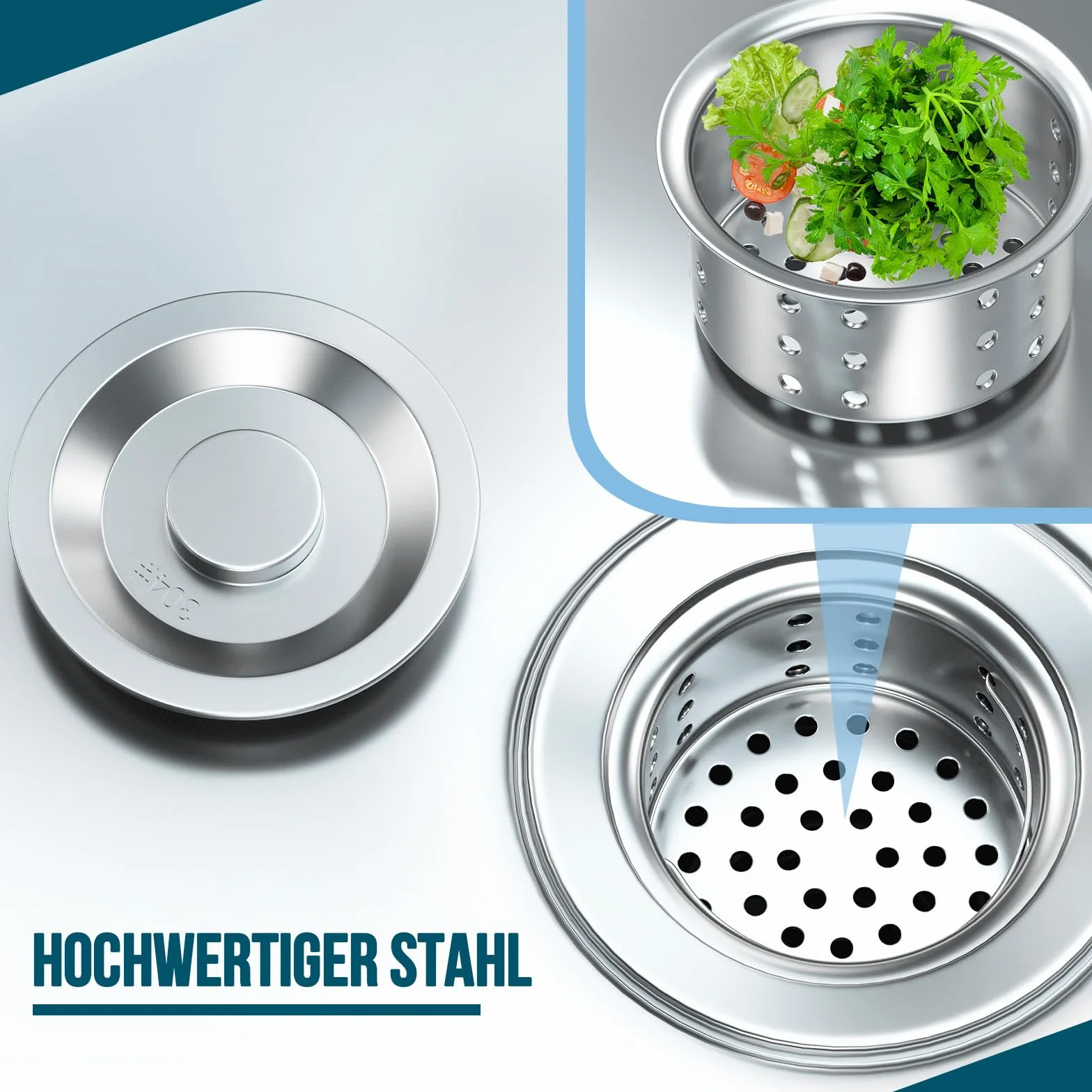 RiveraSink Fregadero Inox Independiente 100×55×80 cm con Encimera, Grifo Giratorio 360°, Cesta Filtro y Cubeta Grande – Altura Ajustable, Fácil de Limpiar – para Cocina, Hostelería y Jardín