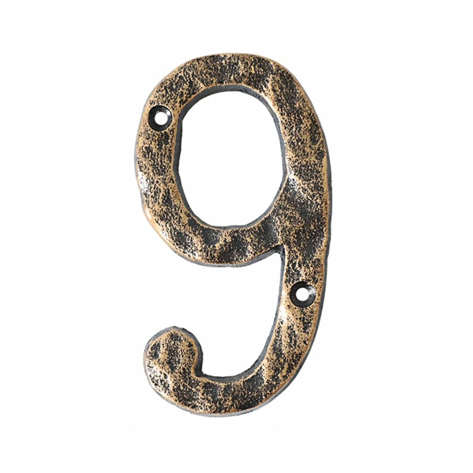 Números casa 5,5 pulgadas con tornillos - Número puerta moderno metal, números dirección hierro fundido bronce, cartel dirección, para exterior, buzón, apartamento, jardín, habitación(9)