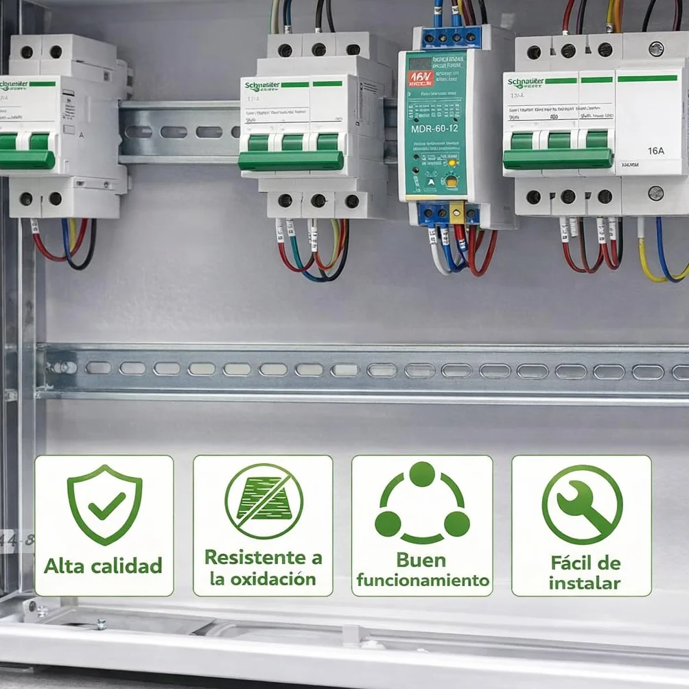 5 Piezas de Carril DIN Ranurado de Acero | Montaje Guía 35mm De Ancho, 7.5mm de Alto, Largo 300mm | Para La Instalación En Armarios Eléctricos de Distribución | Aparamenta Modular |