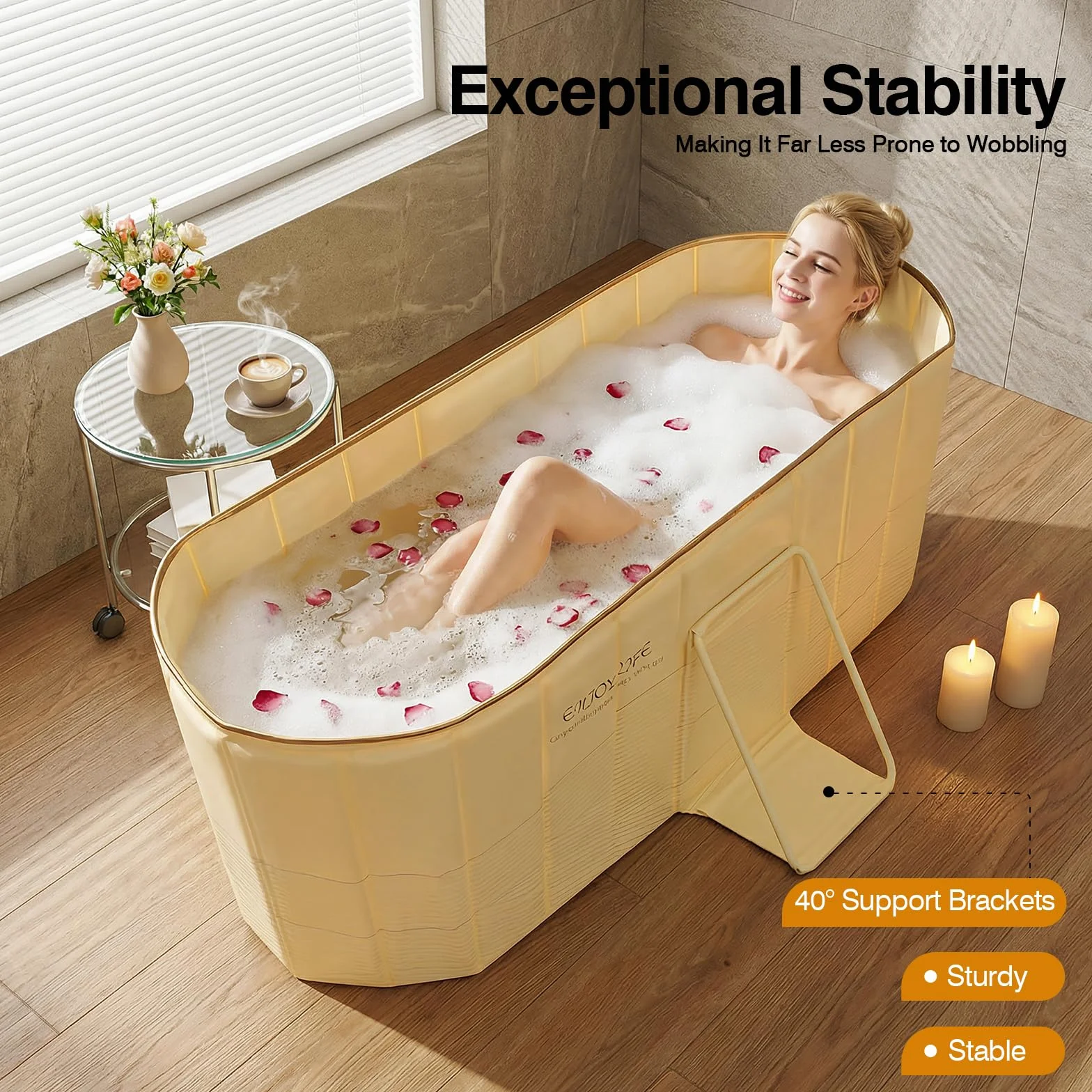 Bañera Plegable, Portátil de PVC, Spa Cómodo para el Hogar, Drenaje Rápido, Estable y Compacta, Ideal para Baño Caliente de Relajación y Ocio, 150x55x50cm