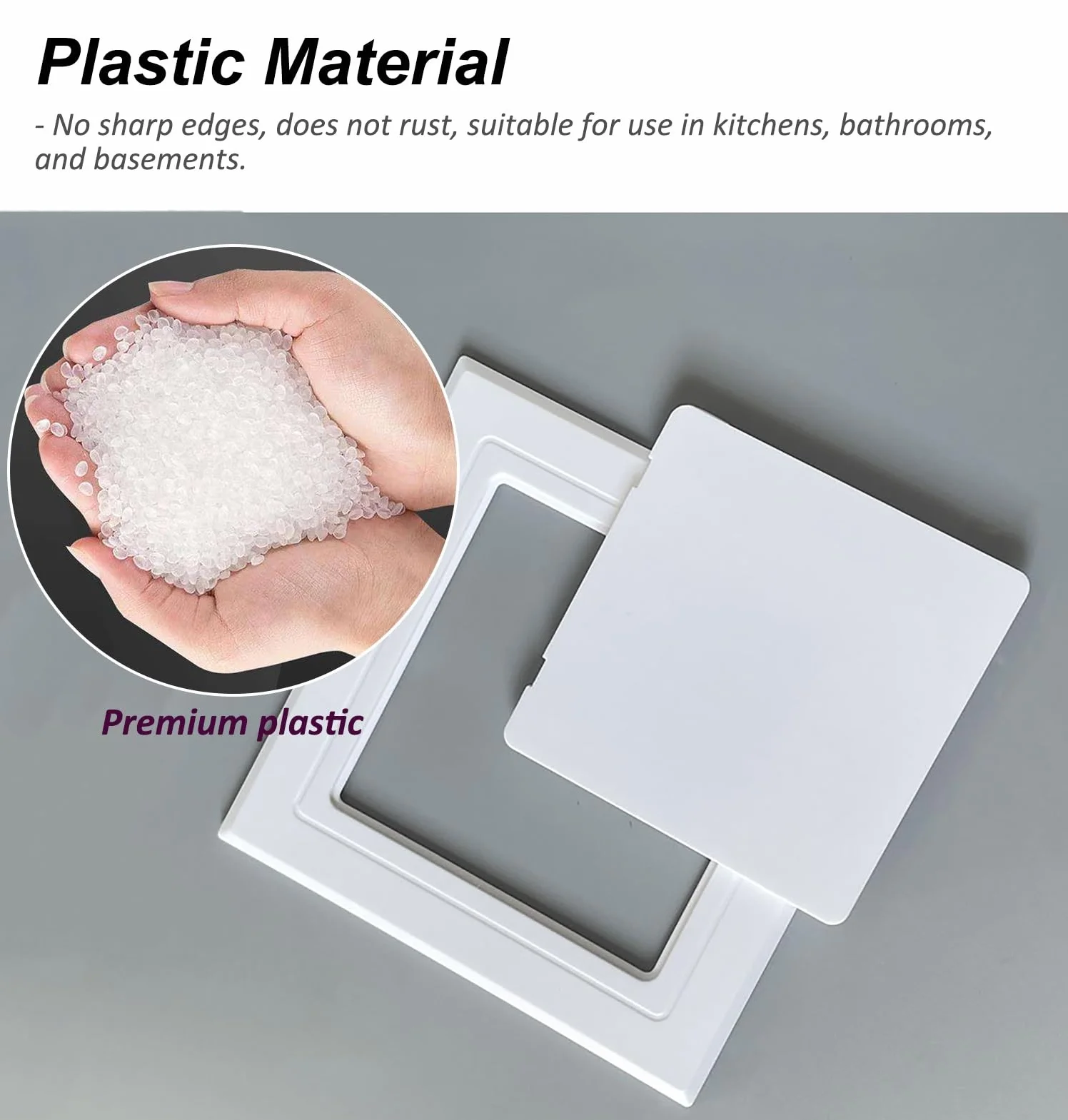 Trampilla Pladur Panel de Acceso Autoadhesivo para Techo y Pared, Puerta de Servicio de Plomería de Plástico Pequeña, Puerta de Acceso Al Ático Impermeable(White,380x380mm(15x15))