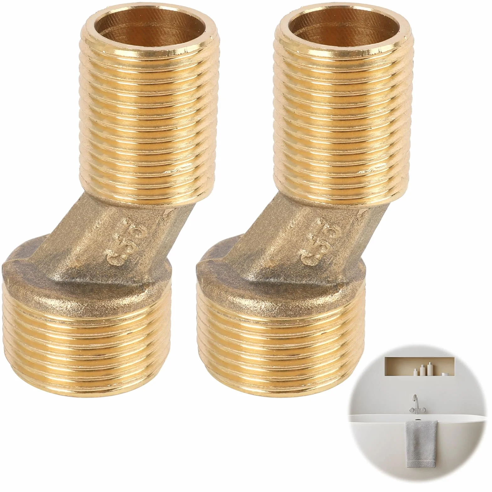 Conectores en S para Grifos de Pared 3/4" x 1/2" Latón 12,5 mm Juego de 2