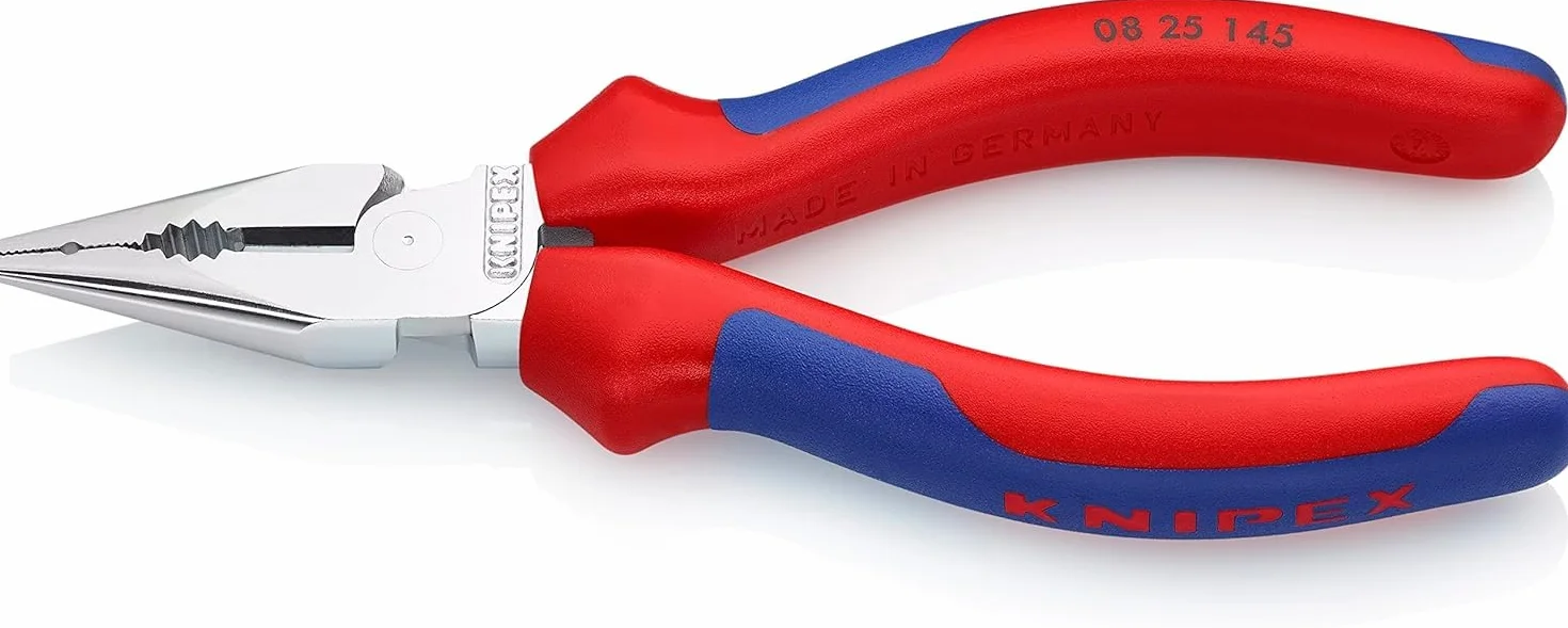 KNIPEX Alicate universal en punta con cartulinas autoservicio cromado con mangos confort 145 mm, 08 25 145 SB
