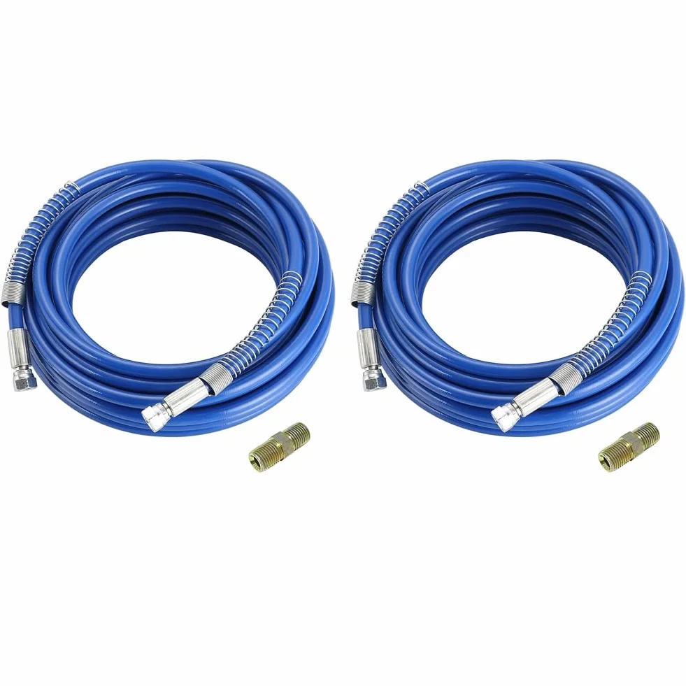 rieder 2 unidades 1/4 Airless manguera pulverizadora de color universal de alta presión manguera de fibra flexible 3300 PSI (25 pies, azul)