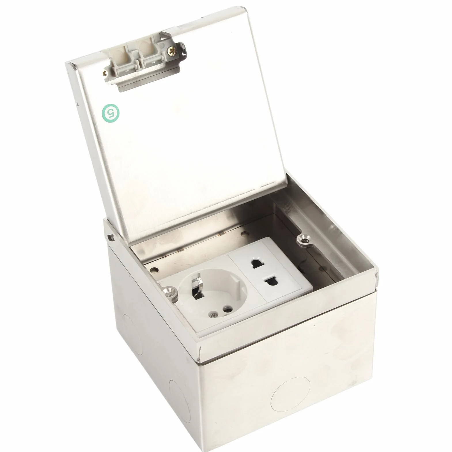 Asixxsix Caja de Piso eléctrico, AC250V Impermeable Cubierta de Salida empotrada de Cubierta de Acero Inoxidable con un zócalo de 10amp y 16amps Caja de Enchufe de energía Universal
