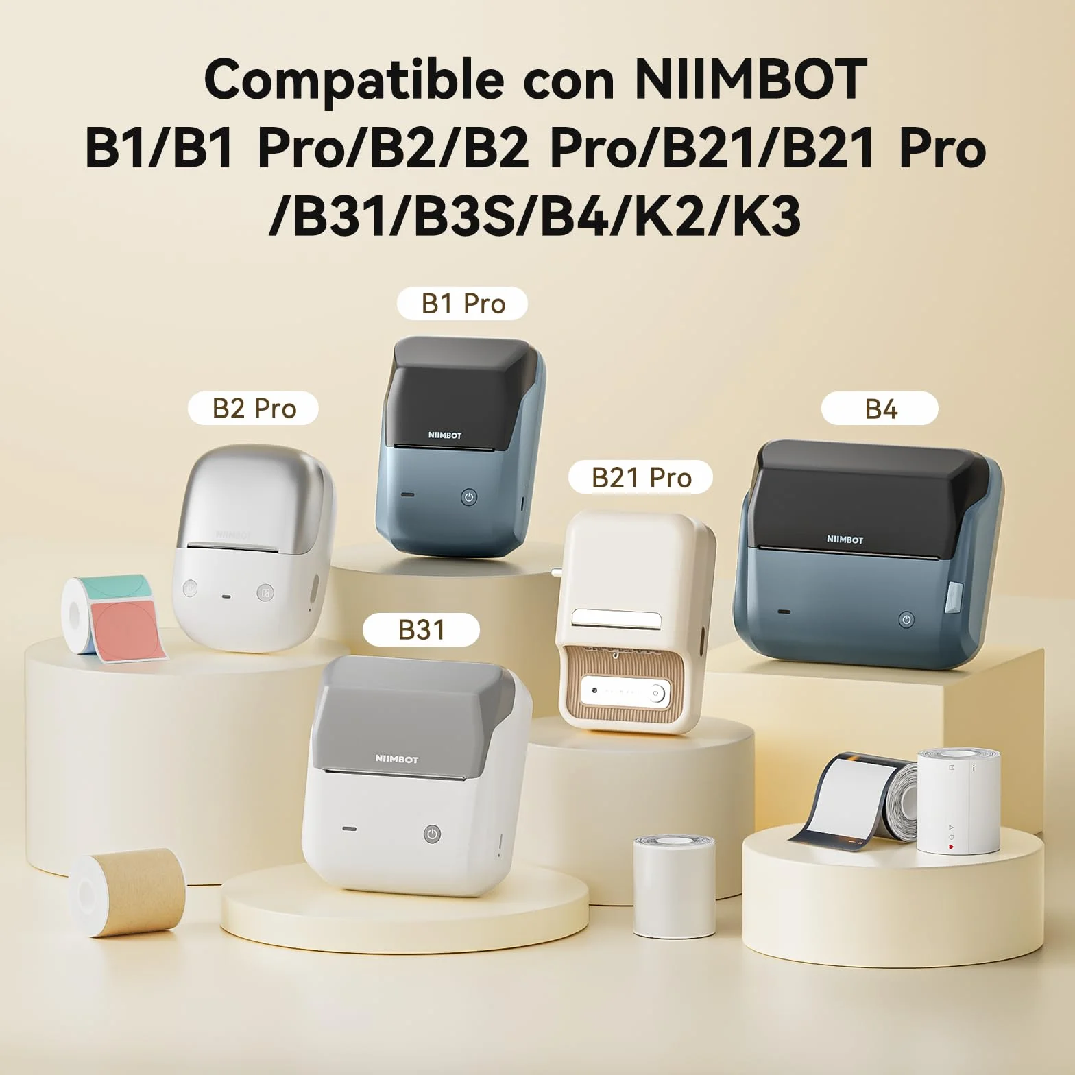 NIIMBOT 50 x 30 mm Rollos Etiquetas Impermeables para B1/B1 Pro/B2/B2 Pro/B21/B21 Pro/B3S