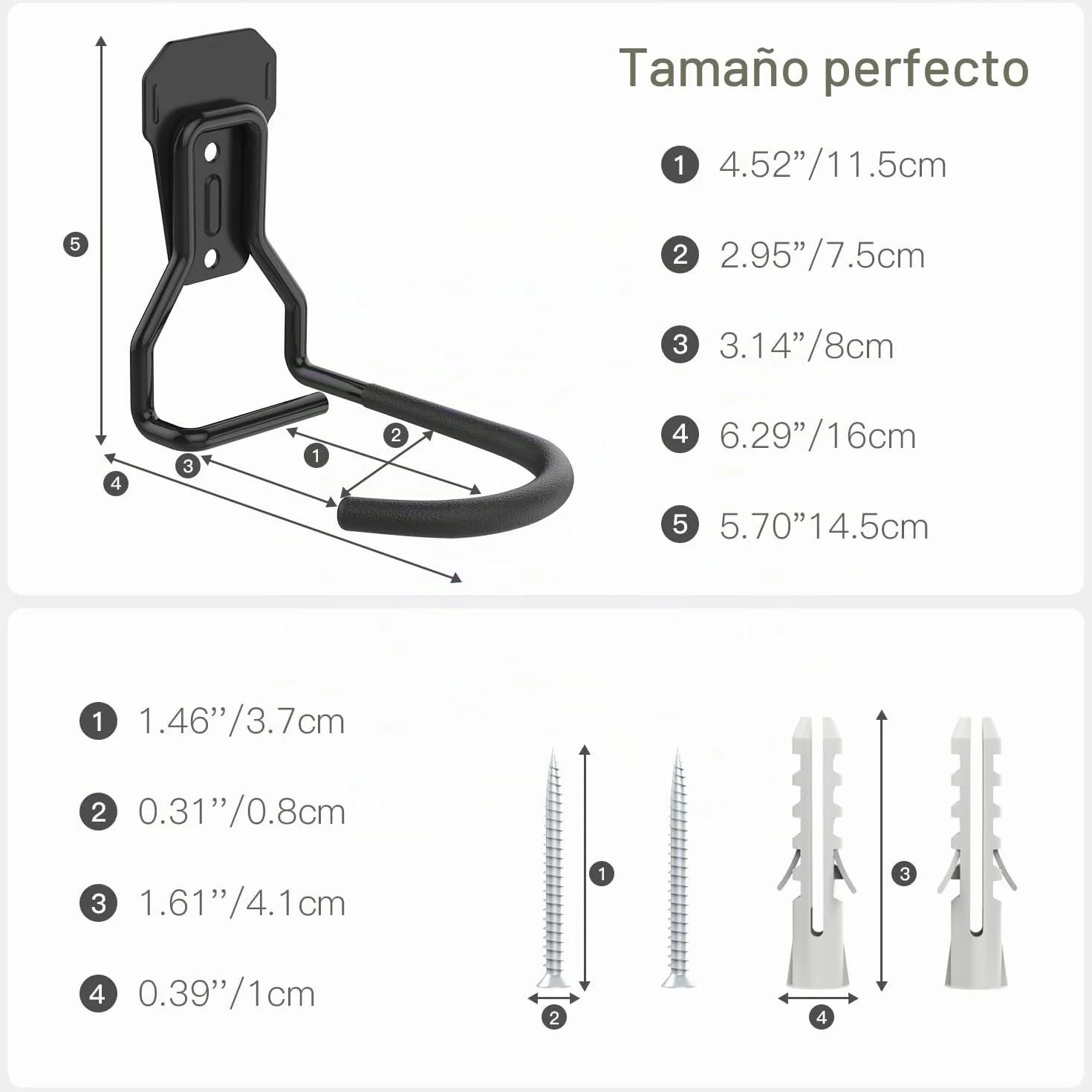Housolution Gancho Vertical de Pared para Colgar Bicicleta, [2 PZS] Soporte de Pared para Bicicleta de Montaña de Hierro hasta 35kg/77 lbs, Colgador de Pared para Bicicleta con Capa de Goma, Negro