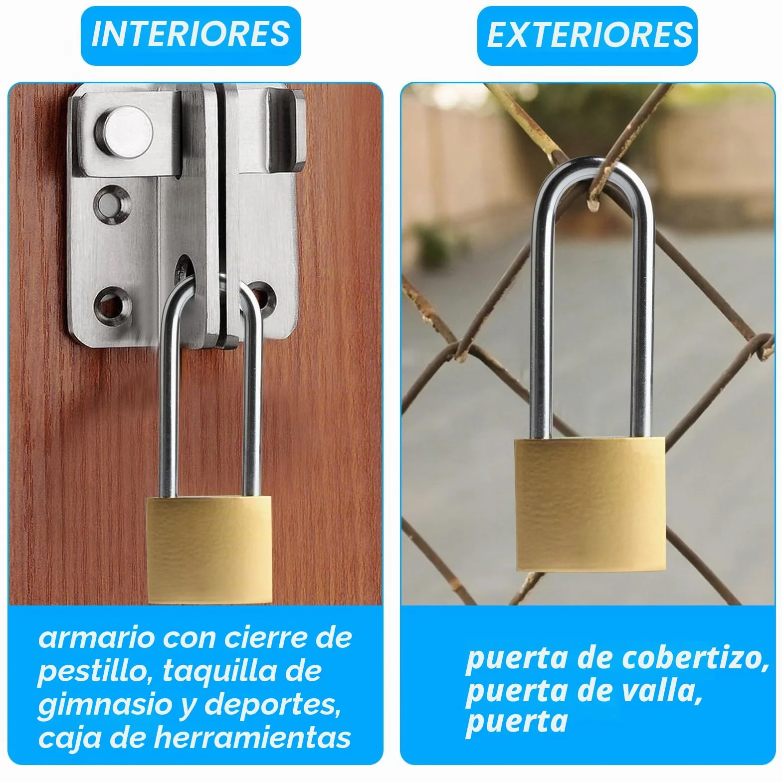 Pack de 4 candados con grillete largo, candado de 32 mm, con llaves iguales, candados con llave, cerradura de seguridad para equipaje, armarios, taquillas, cerradura para maletas