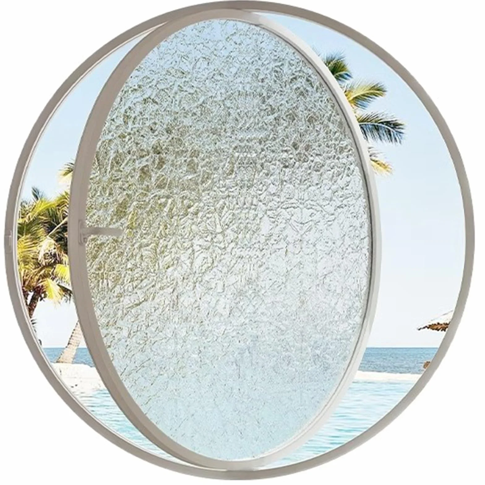 WIGING Redondo Vaso Ventana del Cobertizo, Aleación De Aluminio Incorporado Reemplazo Rotación De 360° Ventanas para Entrada Tipo Loft, Cocina Decoración del Hogar Ventana De Ojo De Buey(White-C)