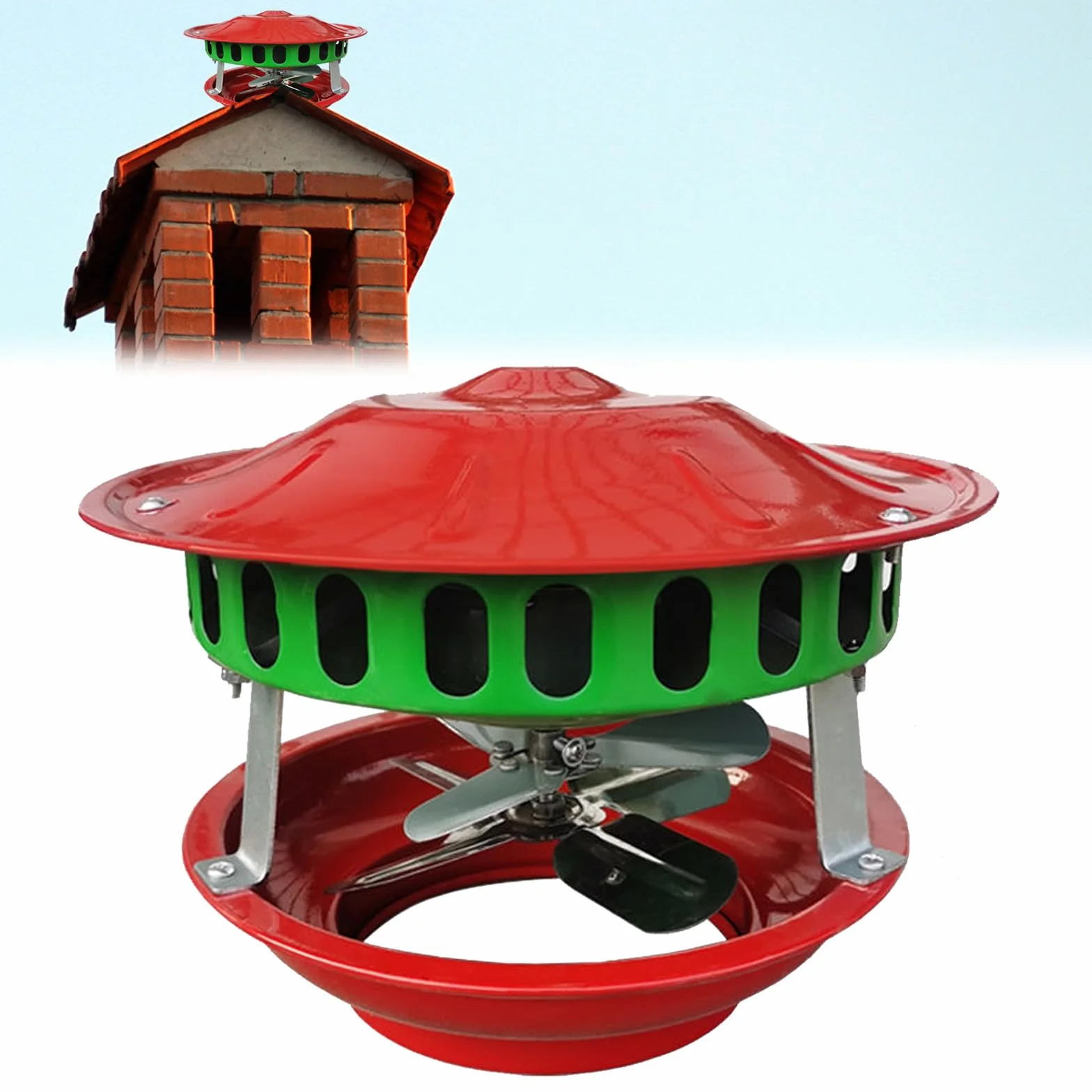 Extractor de Humos para Chimenea 100W, Ventilador de Extracción para Chimenea y Estufa – Adaptable a Conductos de 12-21cm, Ventilador Metálico Silencioso de 7 Aspas con Motor de Cobre