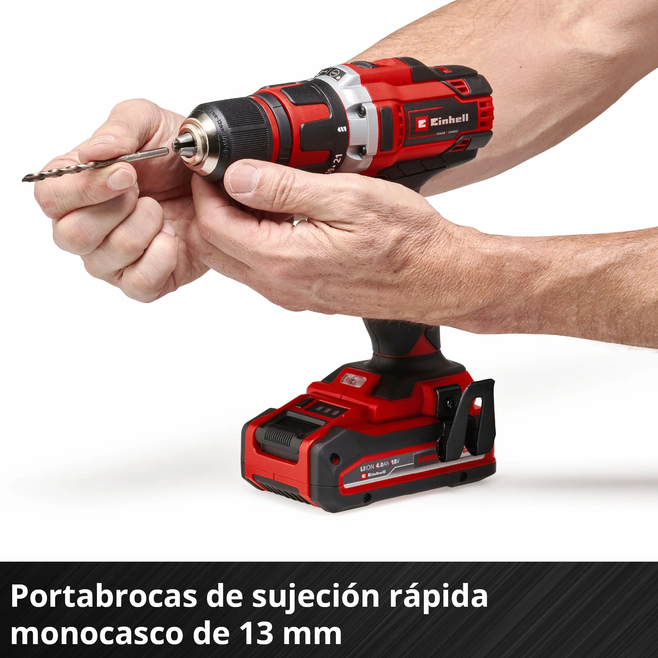 Einhell Taladro atornillador a batería TE-CD 18/40 Li-Solo Power X-Change (iones de litio, 18 V, par máximo de 40 Nm en 21 niveles, Softgrip, sin batería y cargador)