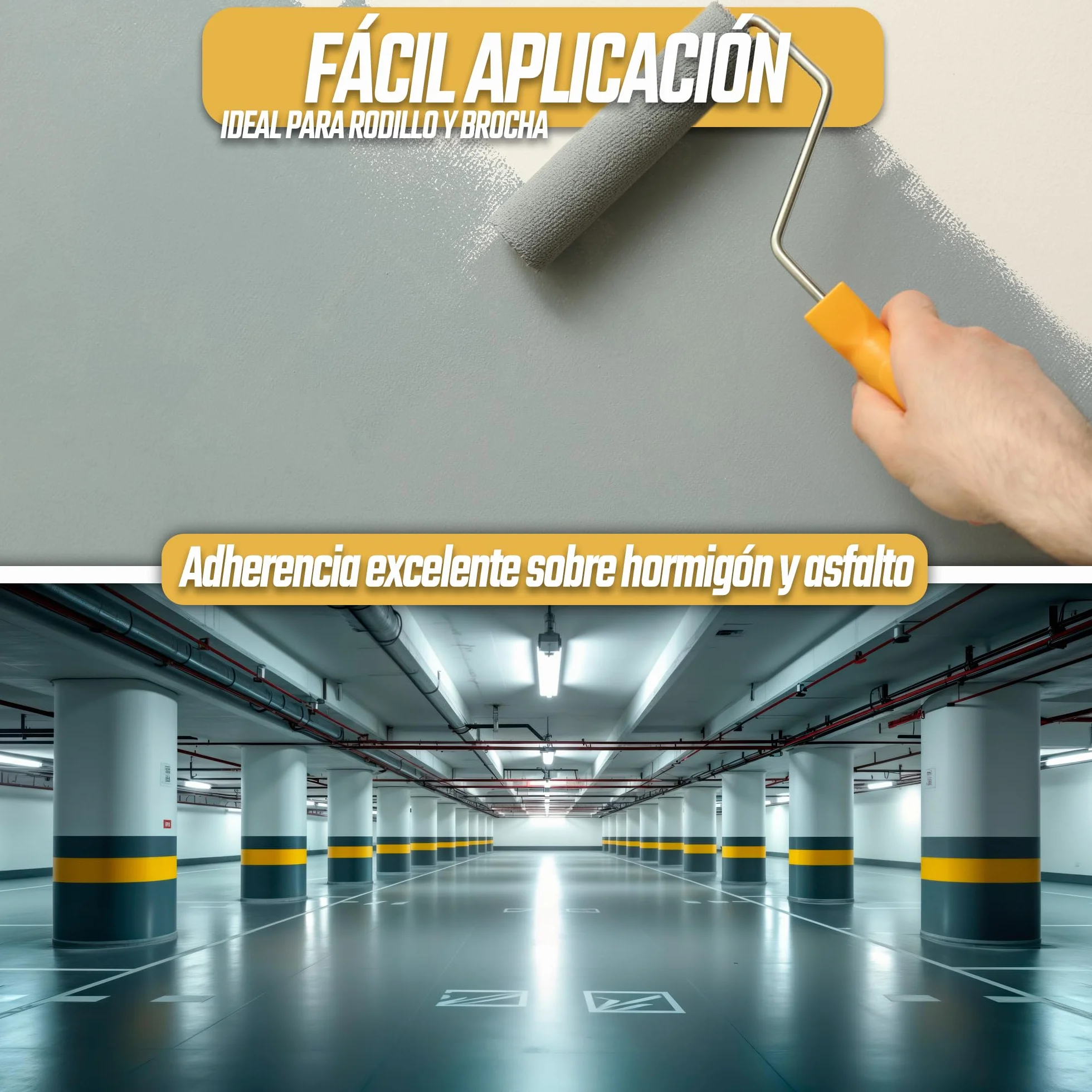 PINTURAS ECU - Pintura Suelos, Garajes y Pavimentos Deportivos en general - 4L - Acabado Mate - Protege y decora las superficies de hormigón, cemento y asfalto (Gris, 4 Litros)
