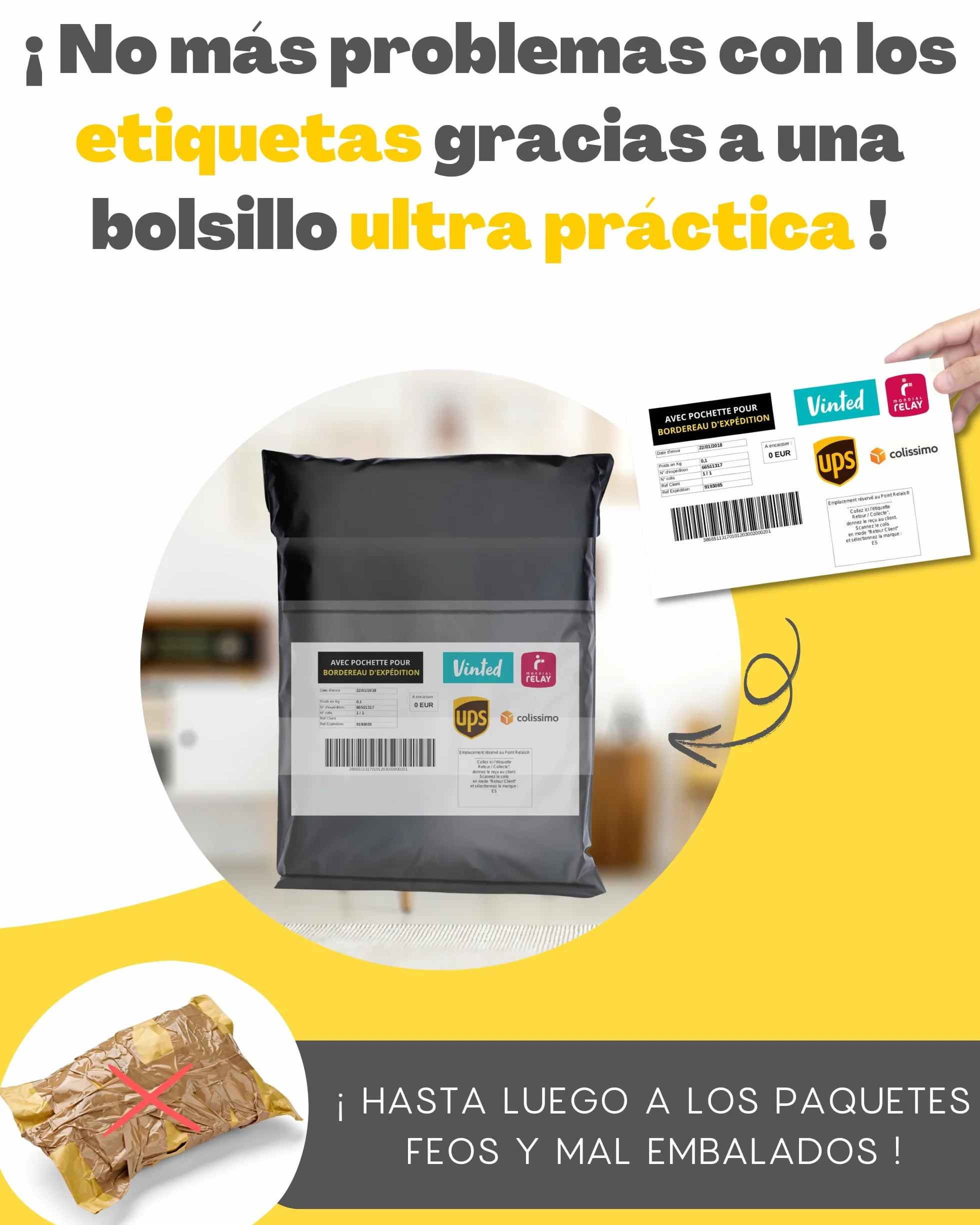 Bolsas para Envíos Vinted 30 uds - 3 Tamaños S/M/L - Opaco Resistente Impermeable - Sobres Plástico
