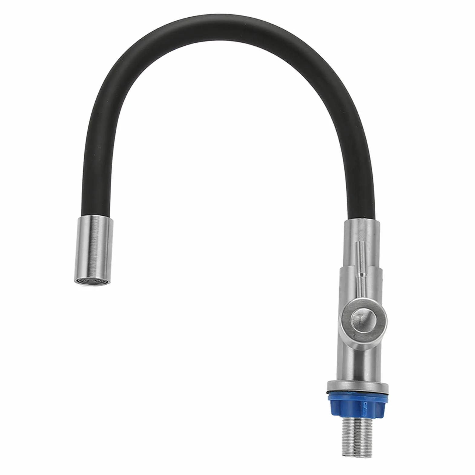 aqxreight Cuenca de Acero Inoxidable único Grifo Flexible Giratoria Fregadero de Cocina Agua Fría con Silicona para Cuencas de Lavado Universales
