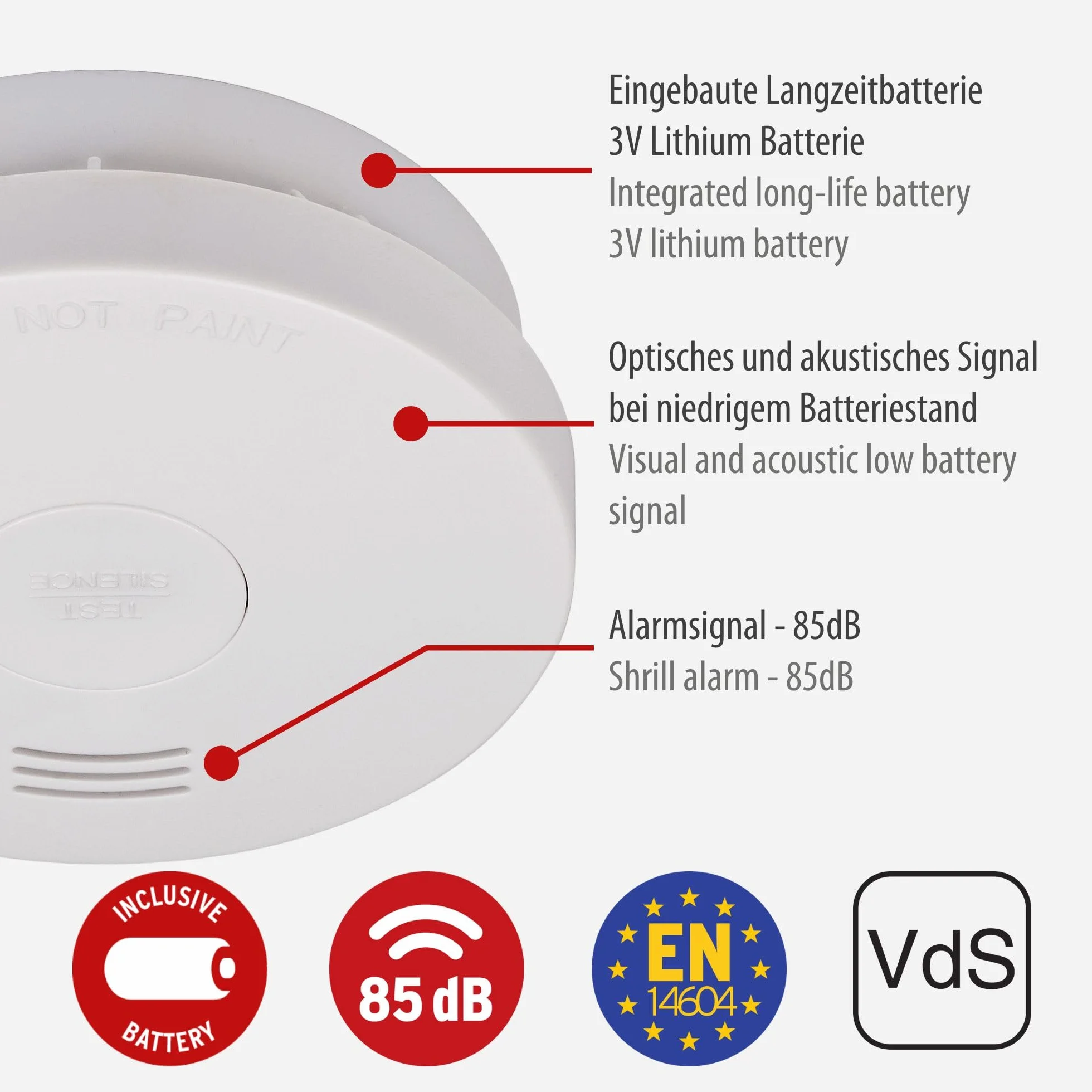 Brennenstuhl detectores de Humo Set, 2X RM L 3100 con batería integrada (Probado y Certificado según VDS DIN EN 14604) Blanco