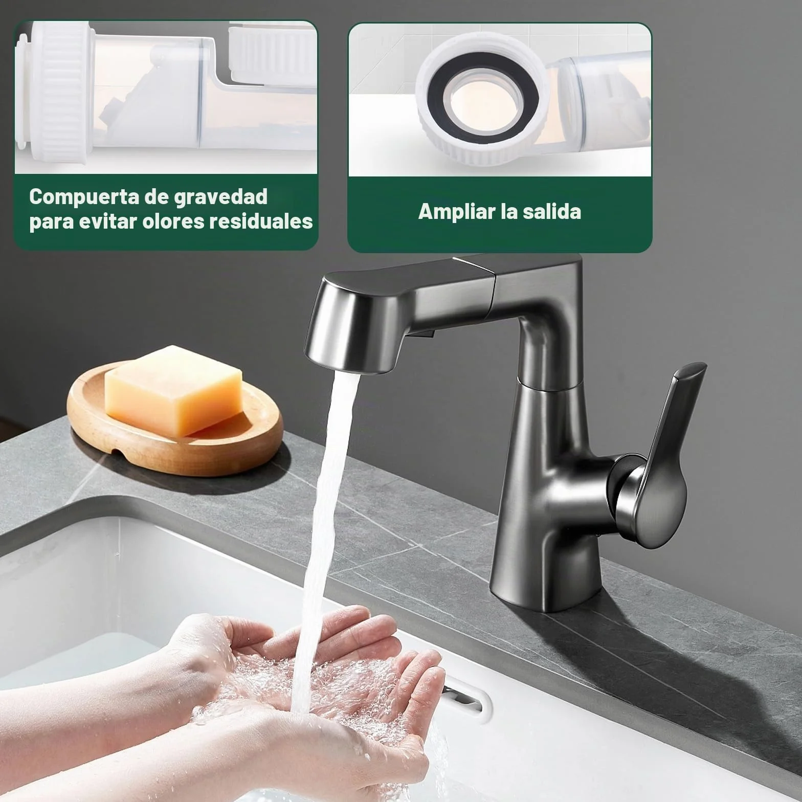SI SEN Desague Lavabo Reemplazable, Sifon Cocina Fregadero con Manguera de Drenaje Flexible