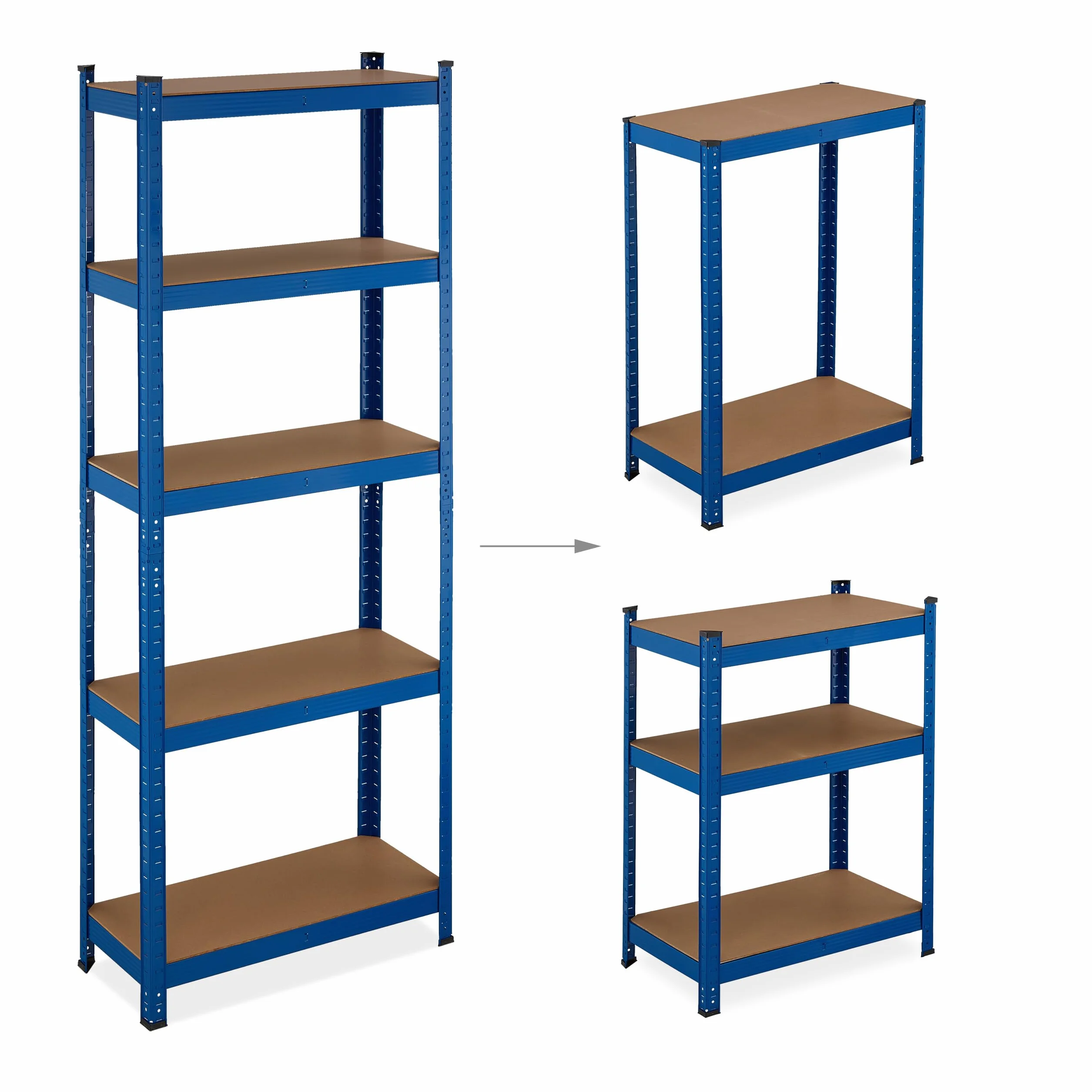 Relaxdays Estantería Metálica Cargas Pesadas, 180x70x30 cm, hasta 500 kg, 5 Baldas, para Sótano o Trastero, Acero, Azul