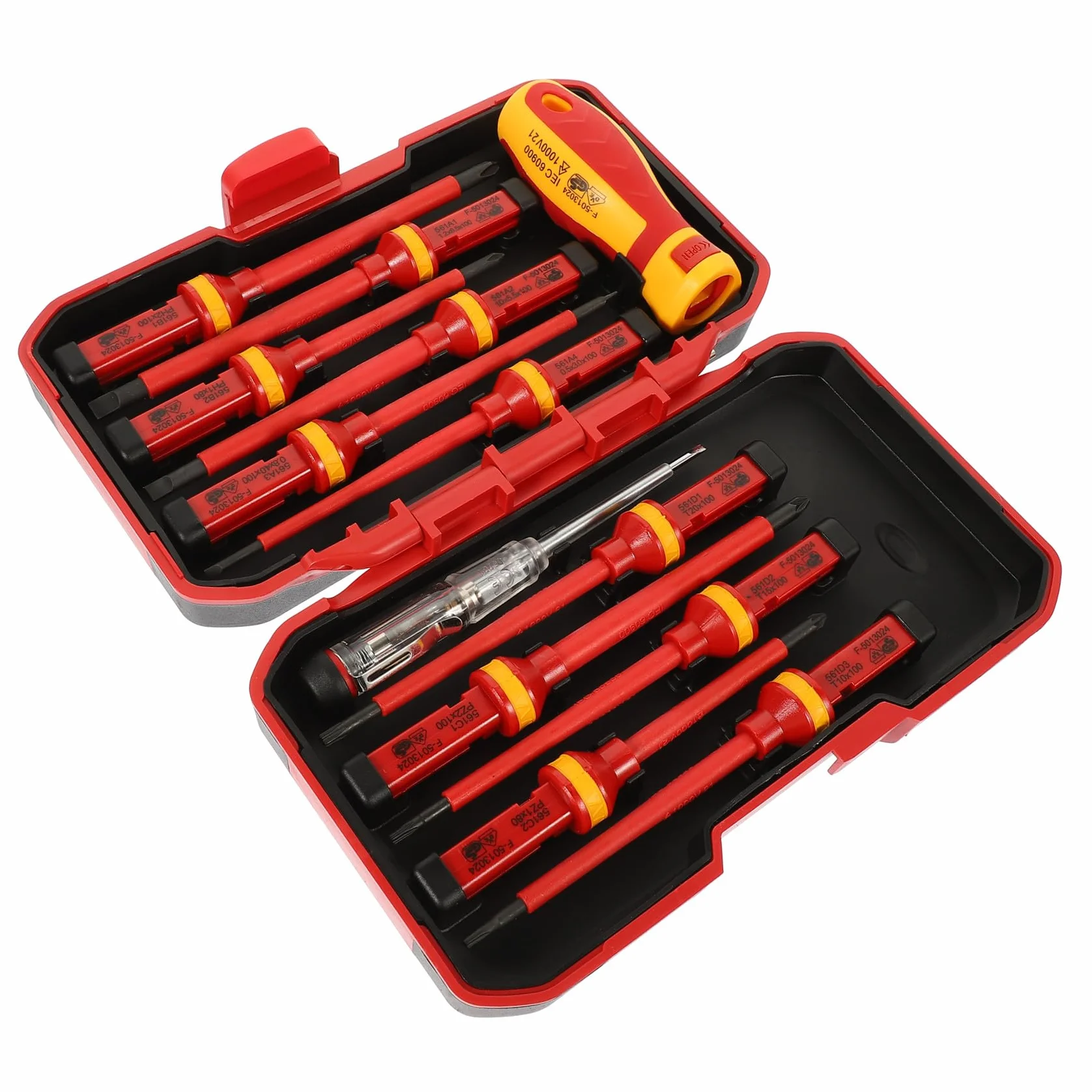 Artibetter Destornilladores Aislados Vde de 1000 V y Mango Ergonómico Set de 13 Puntas Pozidriv Ranuradas de Acero Vanadio para Electricistas Profesionales