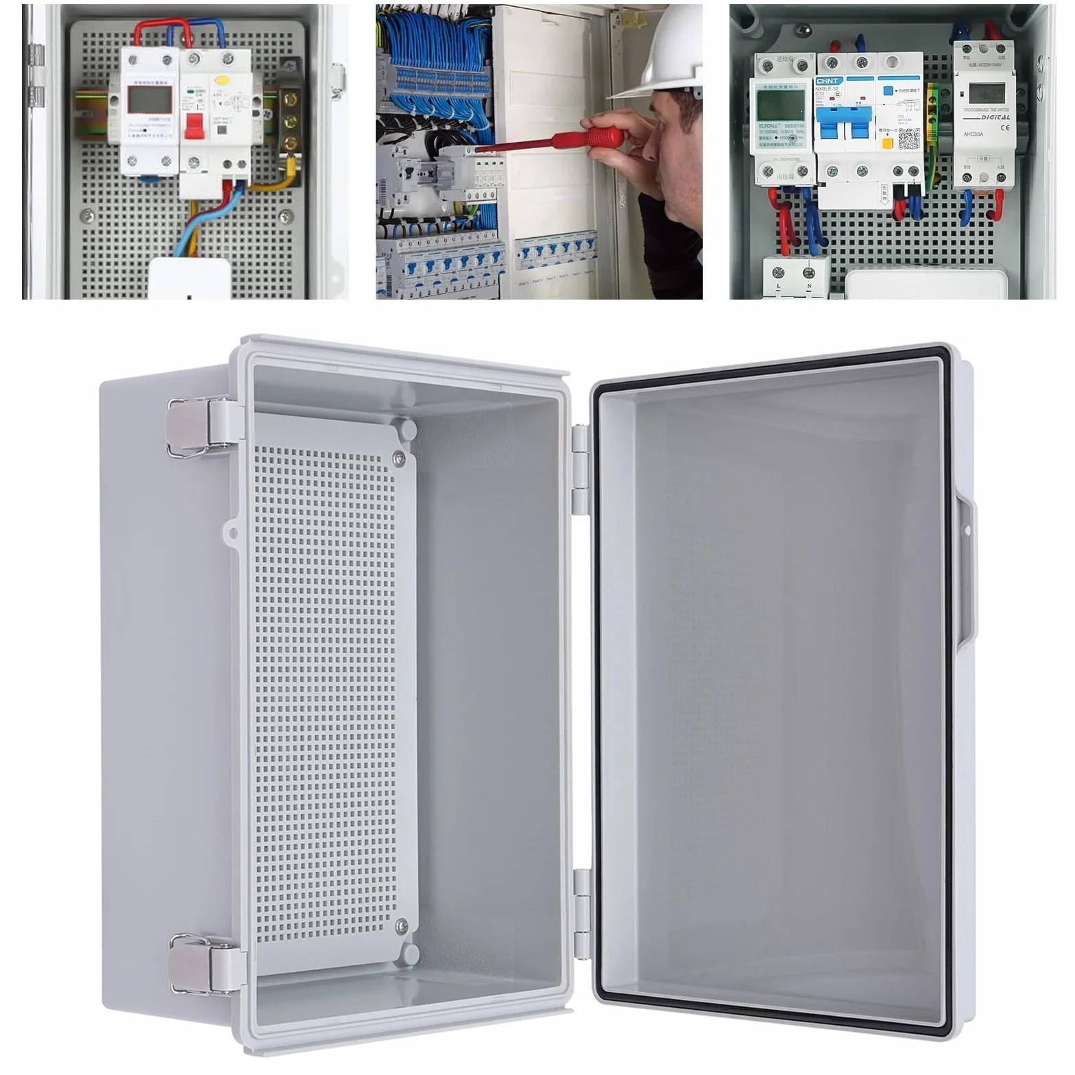 NEWFUN Cuadro Electrico, Armario Electrico IP66, Armario de Distribución Exterior con Accesorios de Montaje en Pared 200×300×170MM