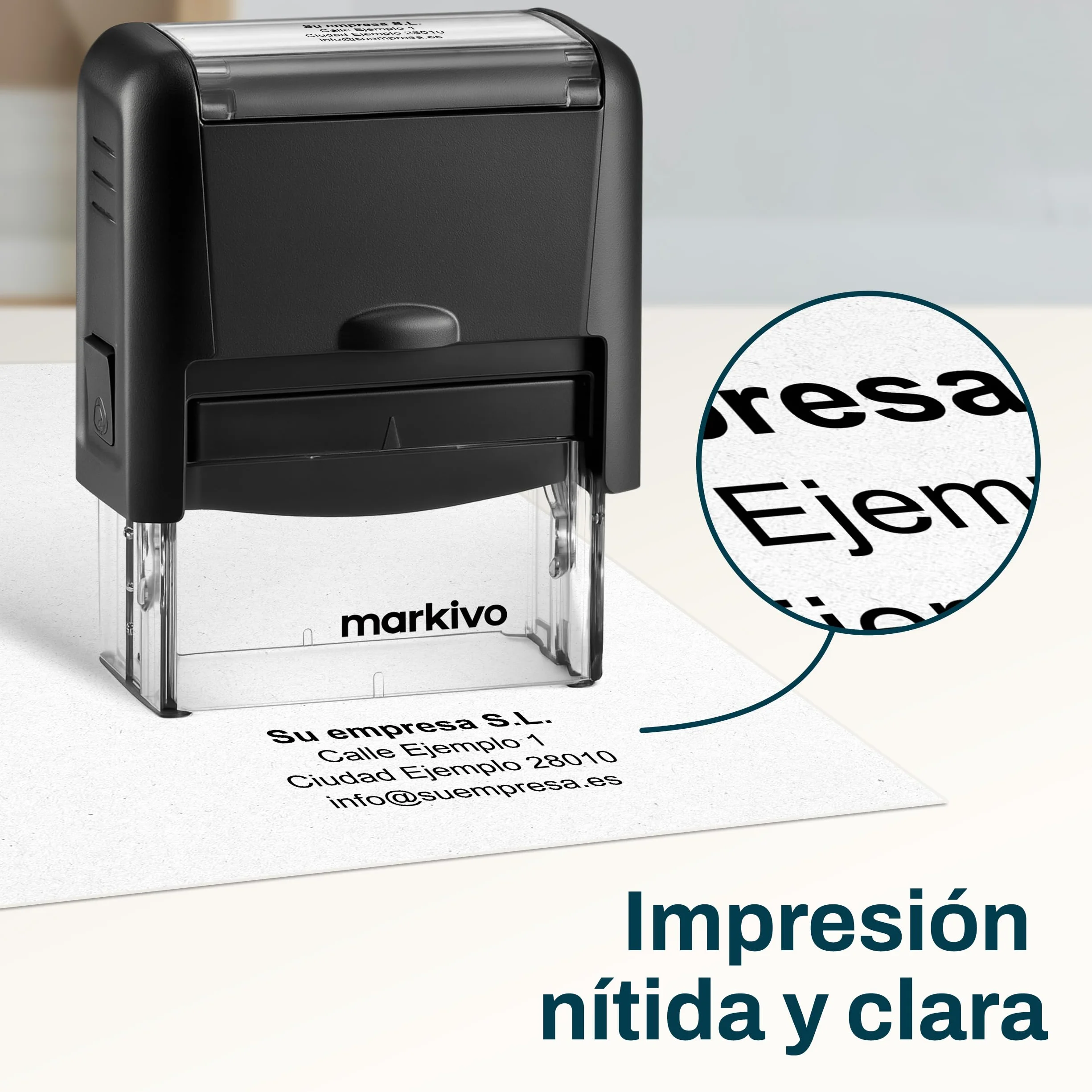 Sello Personalizado 47×18 mm para Empresas, Oficinas y Médicos – Negro (M)