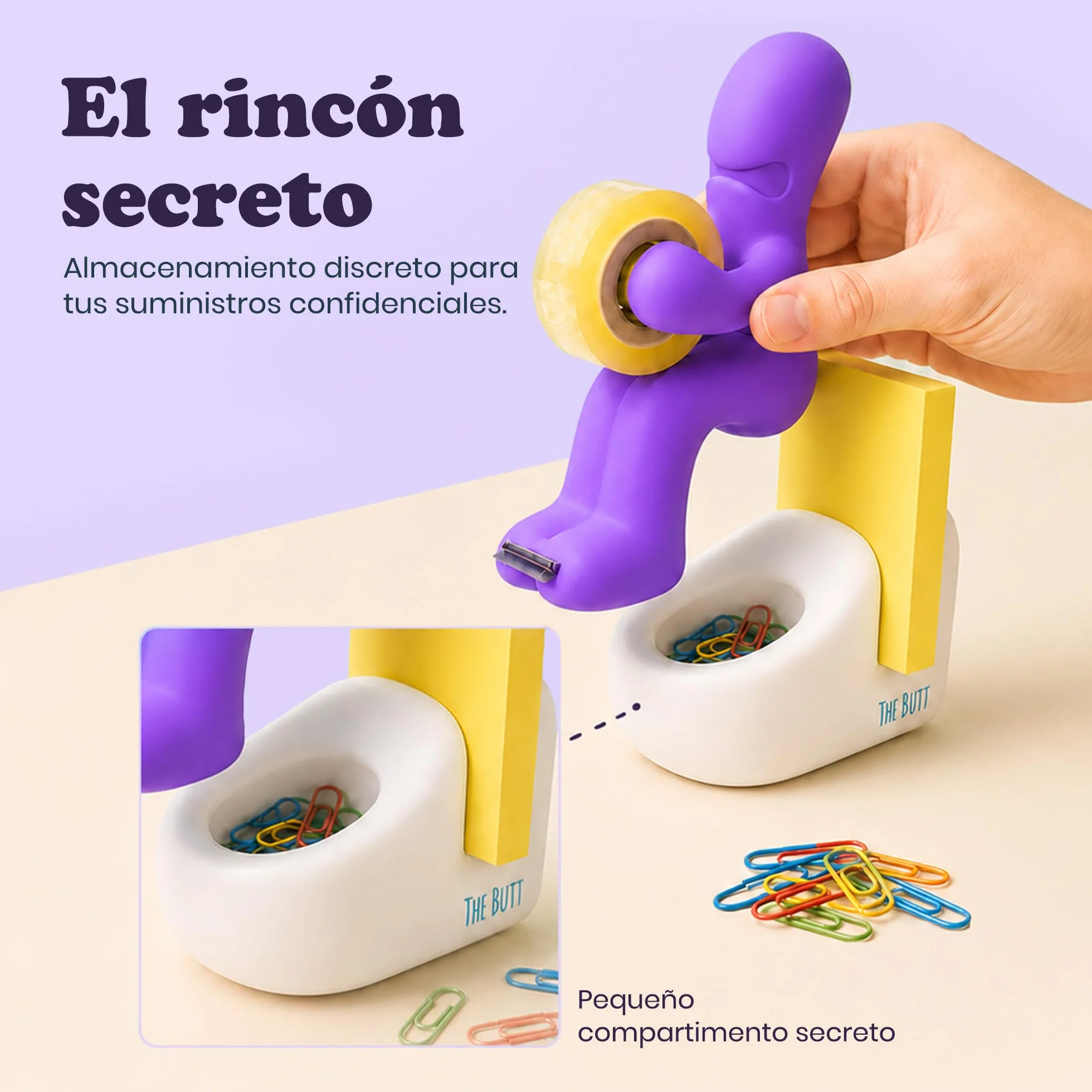 Rollo de cinta adhesiva con dispensador 15.2 x 14.8 x 6.6 cm 222 g Púrpura