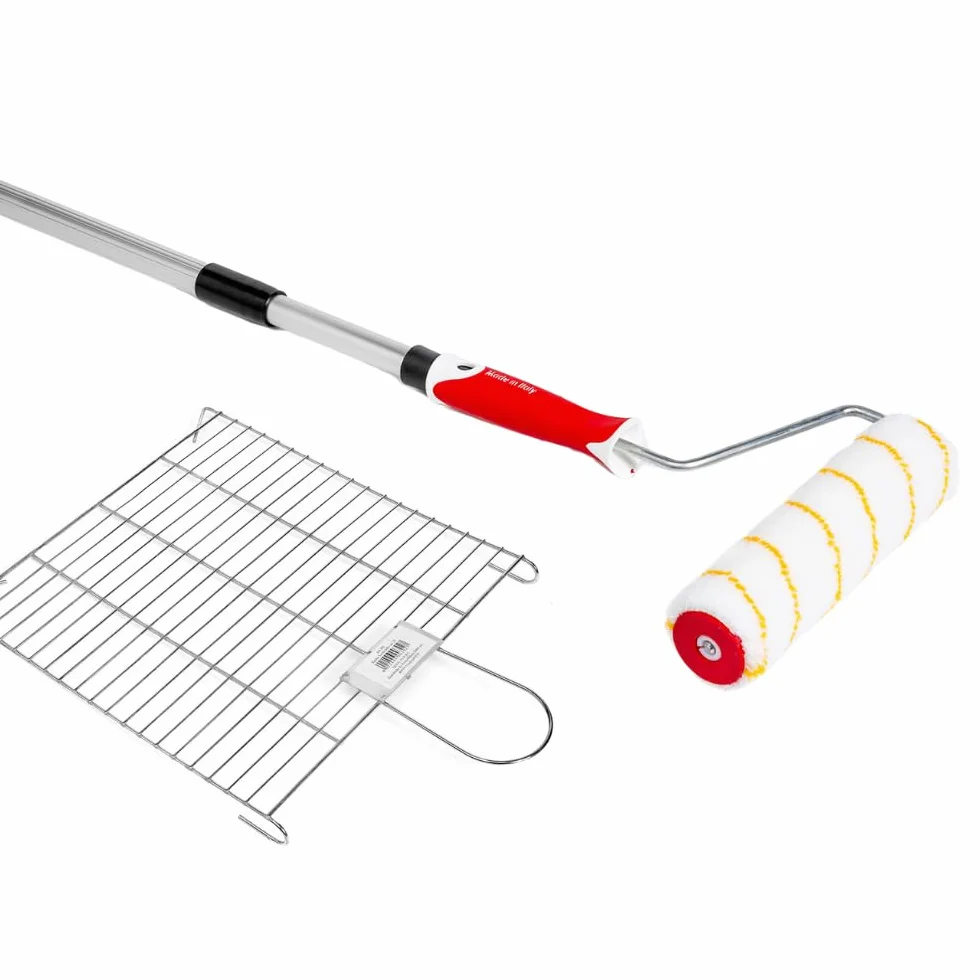 pennellificio 2000 | Juego de pintura profesional compuesto por rodillo, barra de aluminio y red de metal escurridor-rodillo, para pinturas interiores e hidropinturas, barra de 110 cm a 200 cm