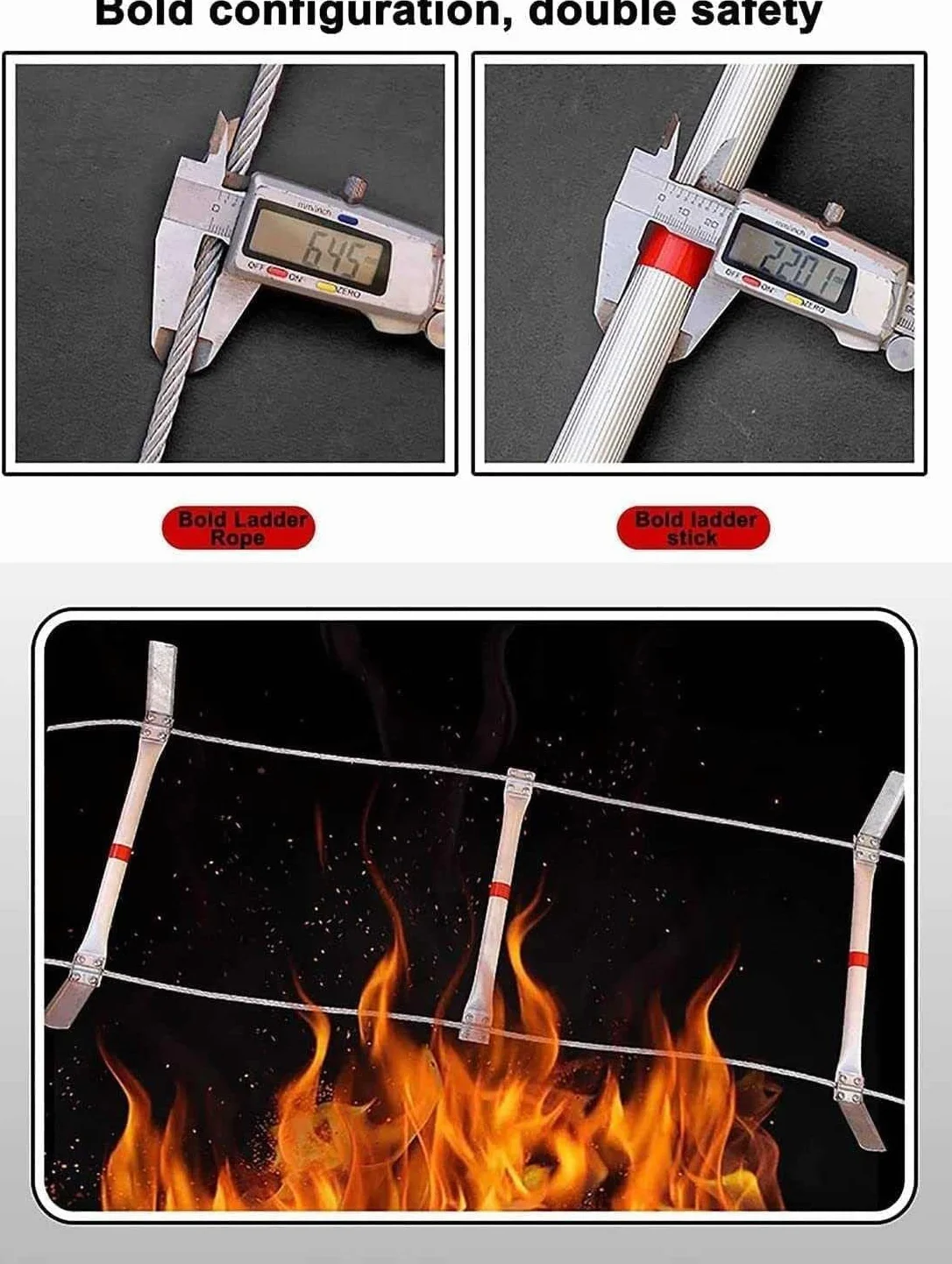 Escalera De Cuerda De Emergencia Multifuncional De Aleación De Aluminio, Escalera De Incendio Portátil Reutilizable Para Exteriores, Escalera De Cuerda De Alambre Resistente A Las Llama(Size:10m/32ft)