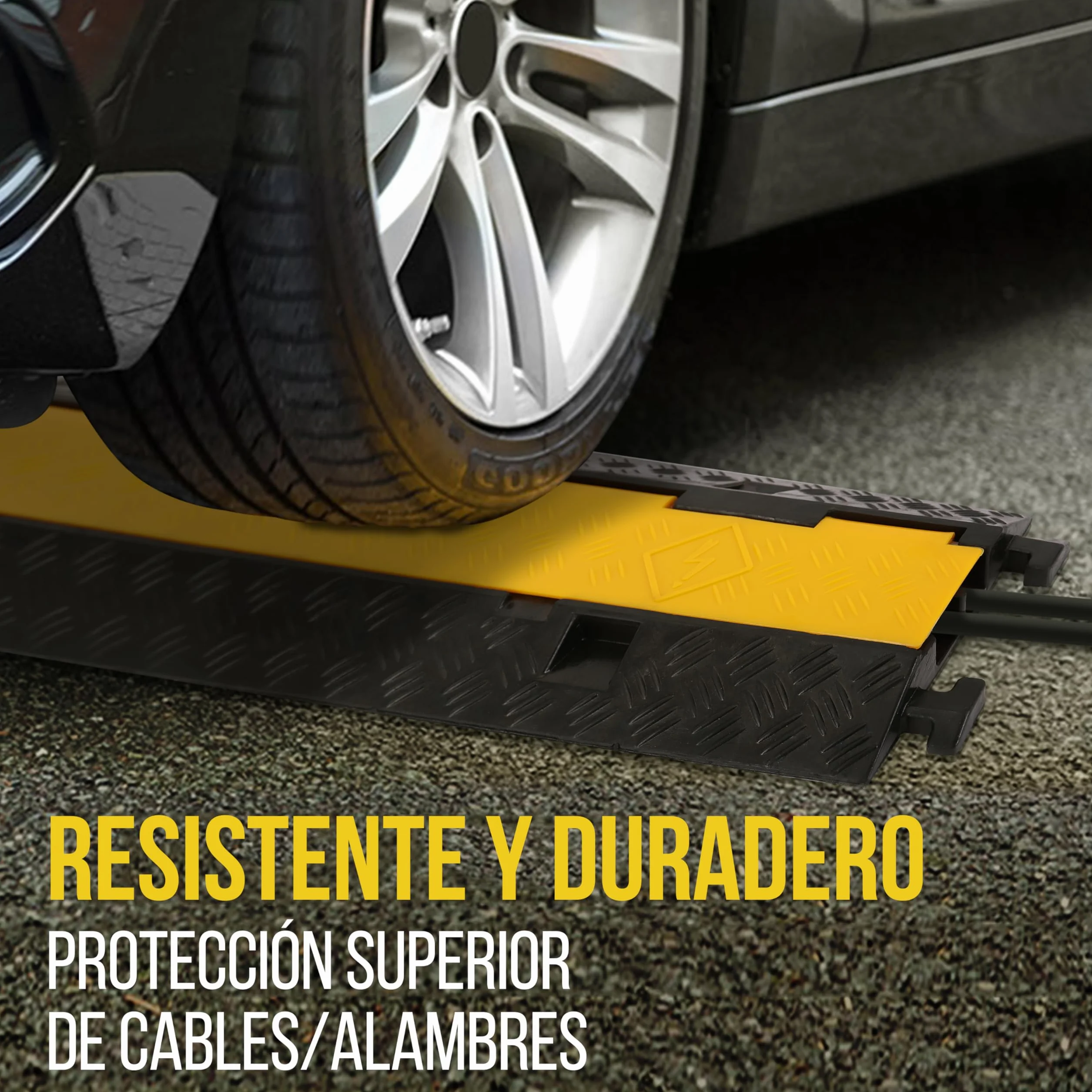 Pyle Cubre Cables Suelo, Pasacable, Canaleta, Interiores, Exteriores, Soporte de 907kgs, Tapa Superior Abatible, Diseño de 2 Canales, Protector de mangueras de Alta Resistencia, Seguro