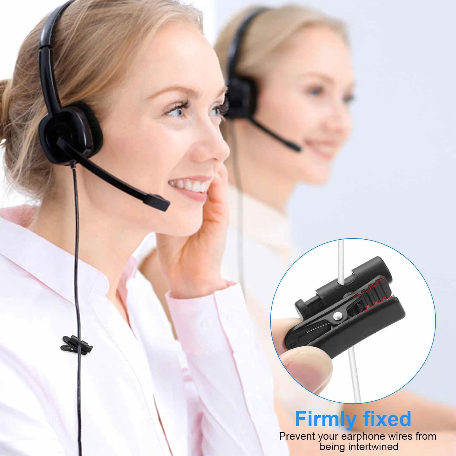 3 Piezas Clips para Cable de Auriculares, Abrazadera de Ropa, Pinza de Fijación de Giro de 360 Grados para Alambres de 2 a 4 mm