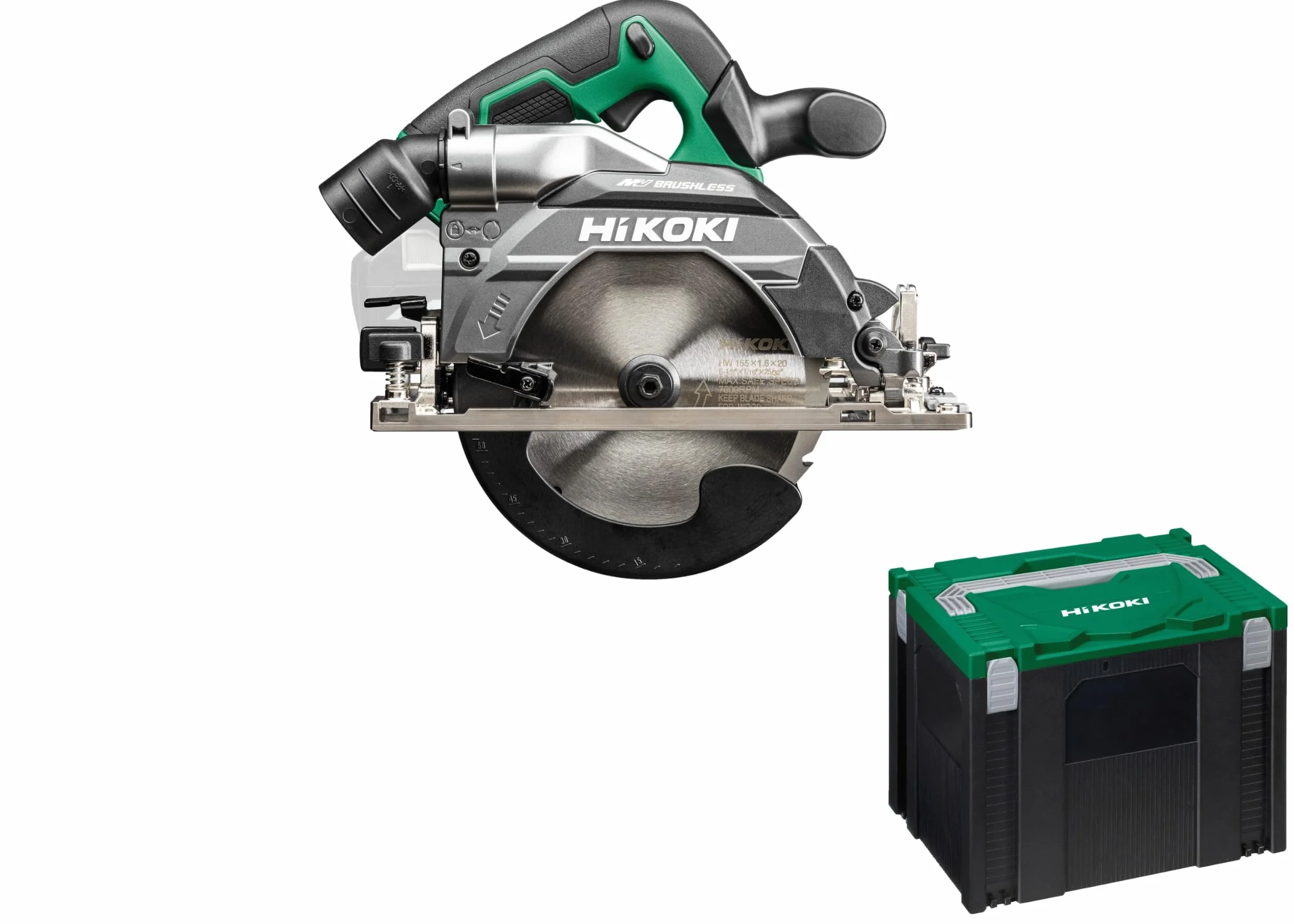 HiKOKI C3606DB Sierra Circular a Batería, 36V, Motor Brushless, Ø 165 mm | Sin batería ni cargador, corte 66 mm a 90°, función automática, LED doble, incluye maletín HSC IV y guía paralela