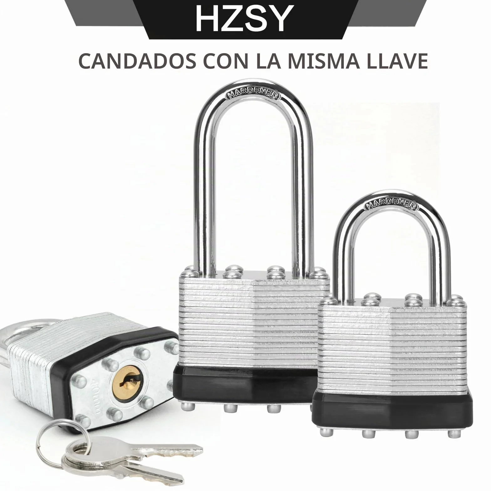 Candados con llave igual, paquete de 6, cerradura con llave de acero laminado (1-9/16 pulgadas, 40 mm), candados con la misma llave, grillete normal, para caja de herramientas, taquilla y unidad