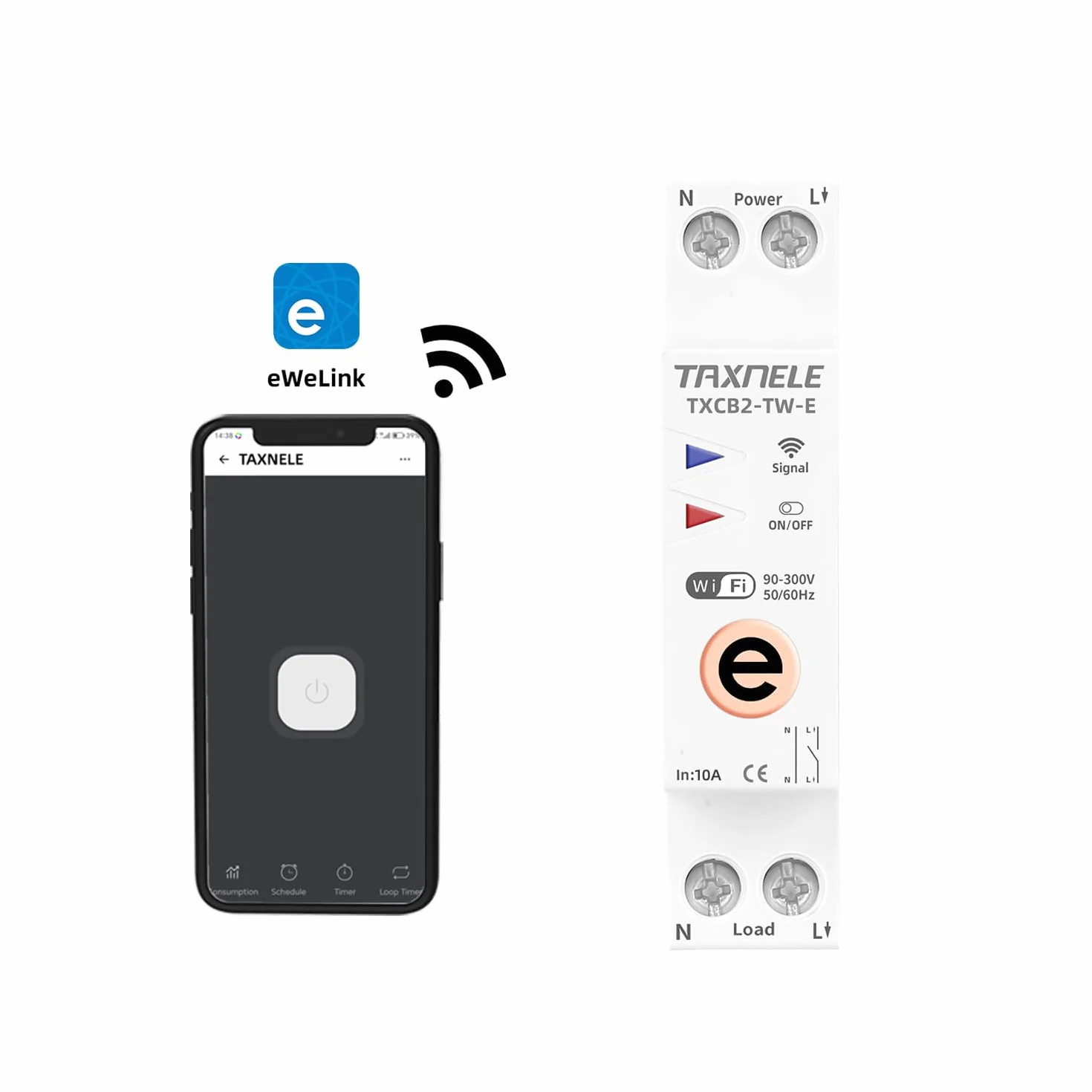 Ewelink WiFi Smart disyuntor Switch Time Relay Temporizador 1P + n 10a 16a 202a 25a 32a 40a 63a 110v 220V Control de Voz Remoto inalámbrico(10A)
