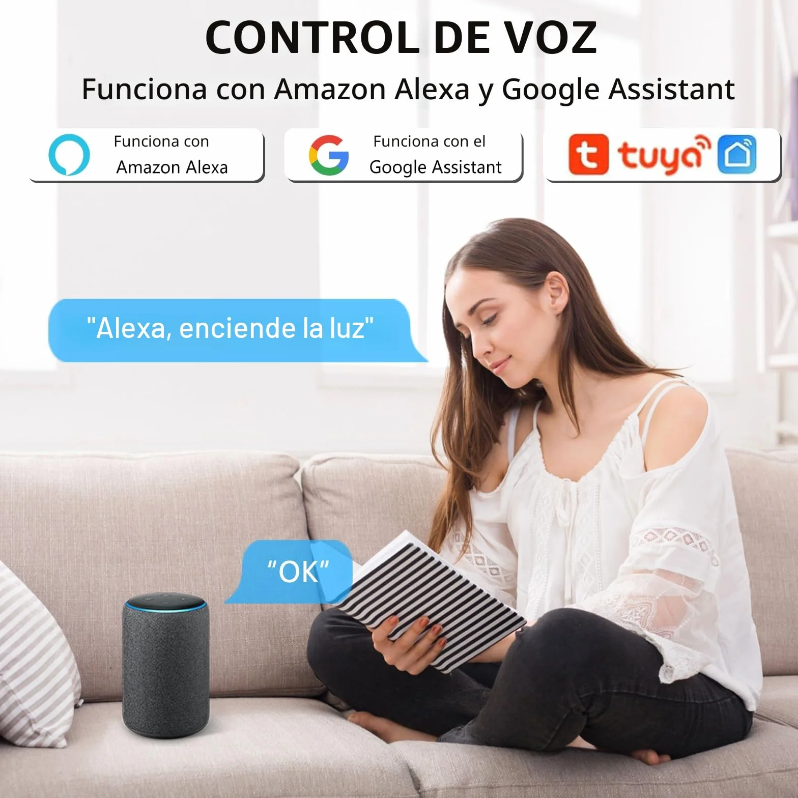 Interruptor WiFi Smart Life, 16A Relé Interruptor Inteligente Wi-Fi & Bluetooth, 2.4g Smart Light Switch Compatible con Asistente de Voz y Tuya, Smart Switch Alexa, Requiere Cable Neutro