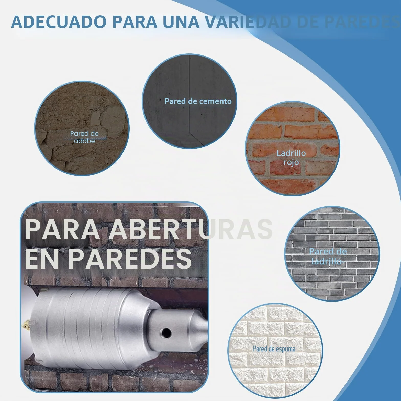 EXLECO 16 pcs Sierra Corona Set Broca para Muro de Hormigón Taladro Hueco Broca Sierra, 7 corona hormigon 30 40 50 65 80 100 110mm mit 100/300mm SDS Plus & SDS Max 6 Taladro Centrado, Brocas Hormigón
